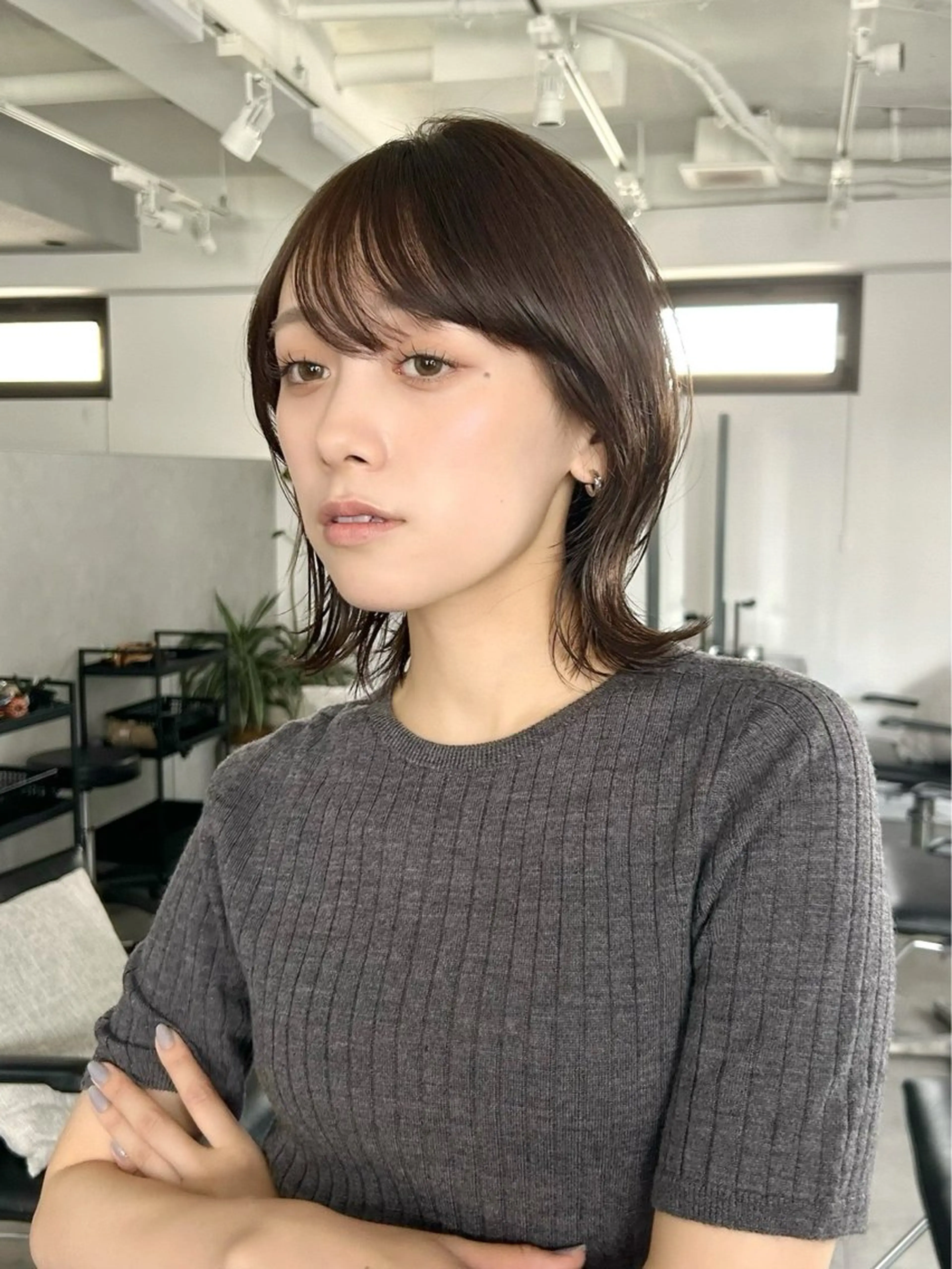 ミディアム カラー ボブ くびれヘア 縮毛矯正 カット ヘアカラー 池袋ボブ/美髪 縮毛矯正taigaのヘアスタイル