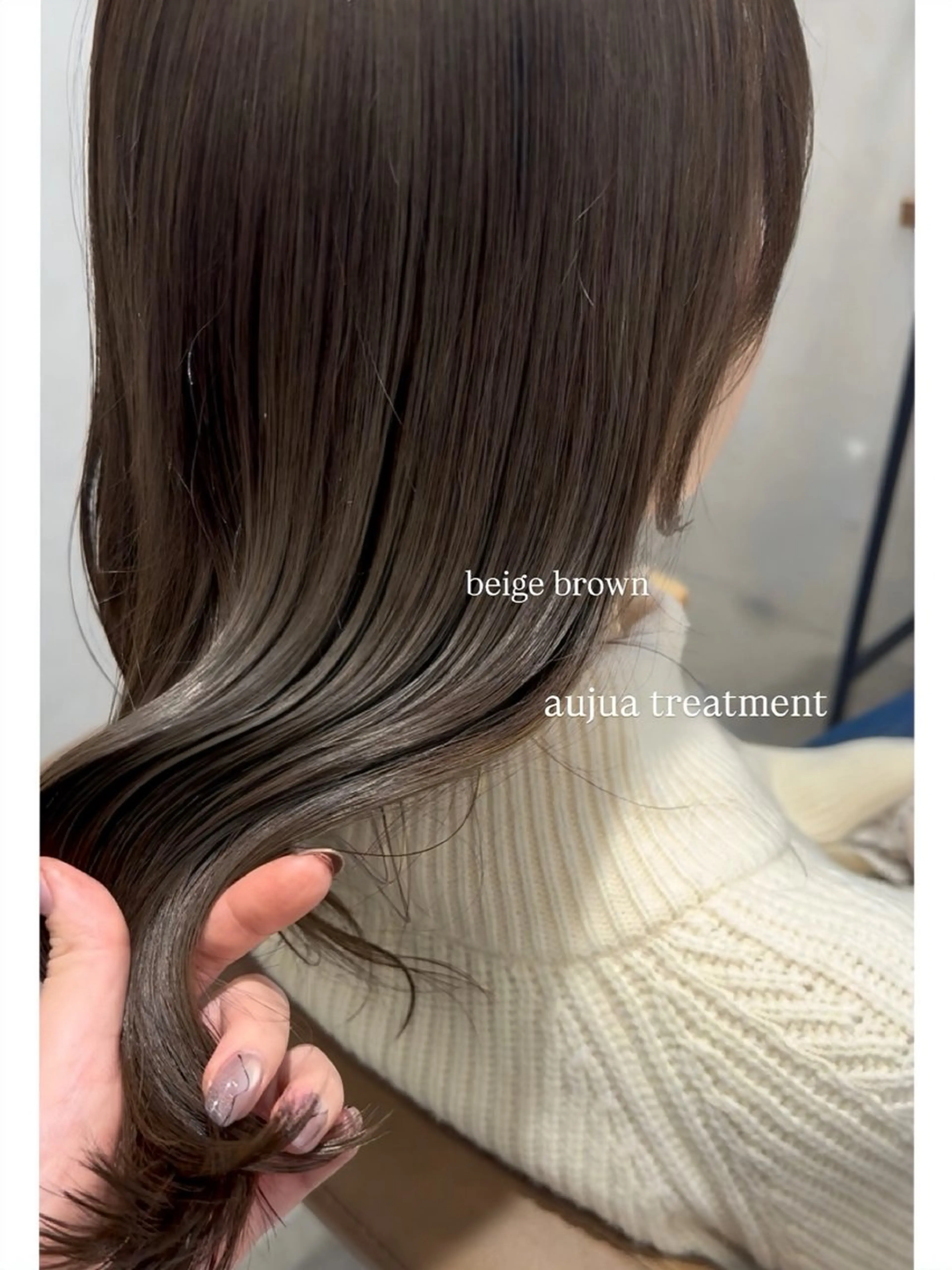 ミディアム カラー カット ヘアカラー トリートメント むく。/顔周り 前髪/髪質改善のヘアスタイル