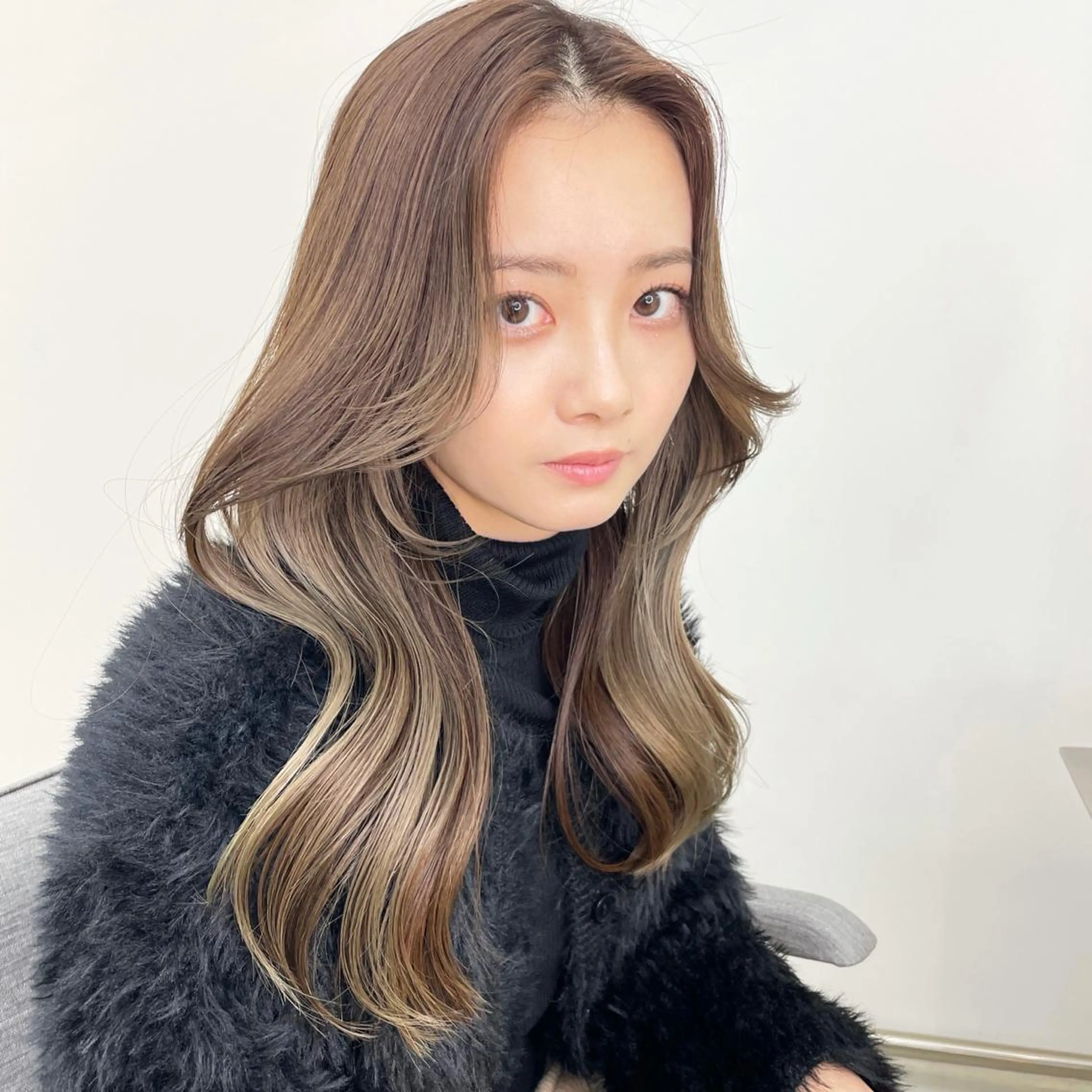 ロング カラー くびれヘア エギョモリ 顔まわりレイヤー 顔周りカット ヨシンモリ カット ヘアカラー 🦋韓国系指名No1 店長/圓山 祐也🦋のヘアスタイル