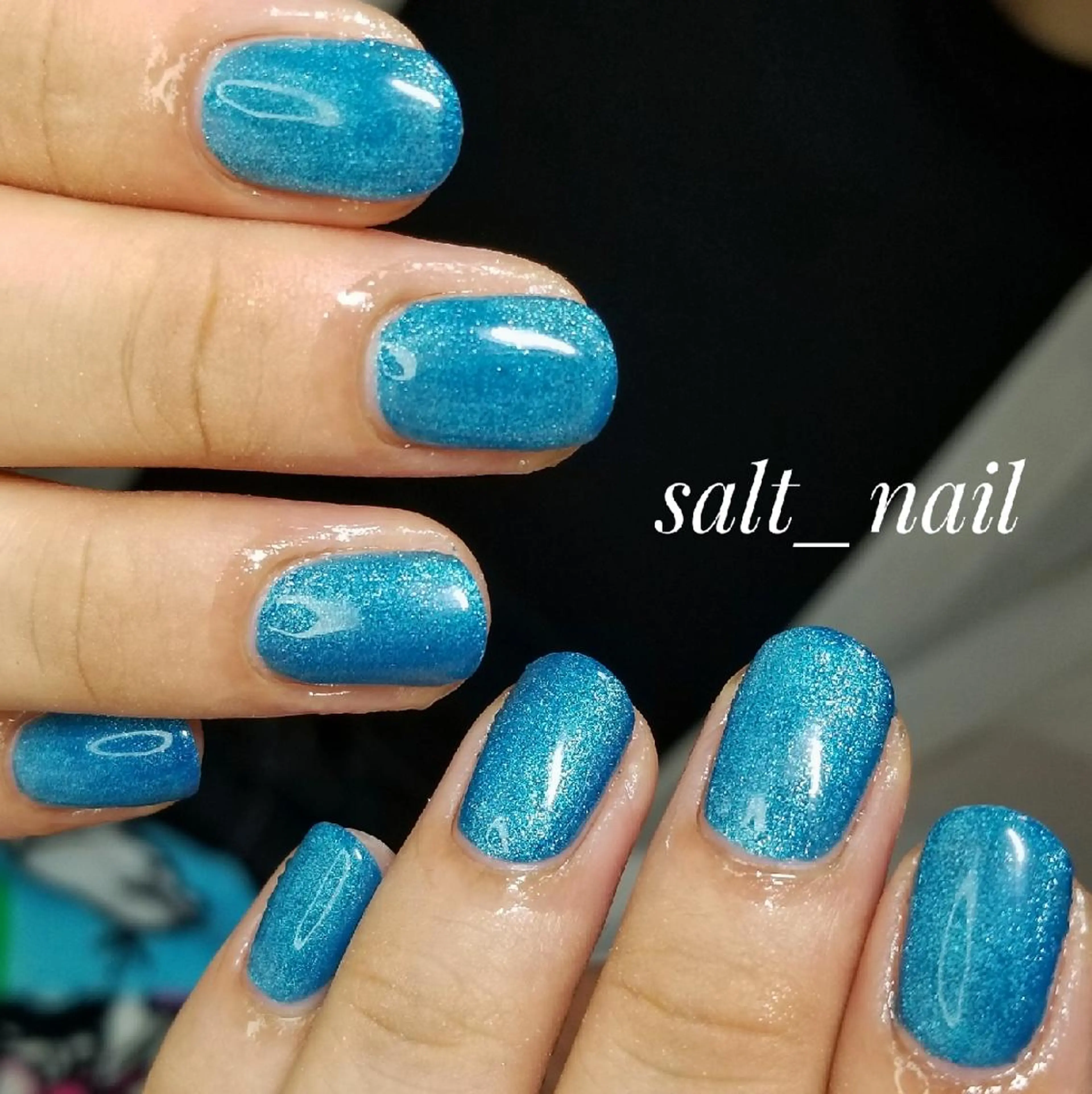 ネイル ブルー マグネットネイル ワンカラーネイル 個人サロン saltnailのネイルデザイン