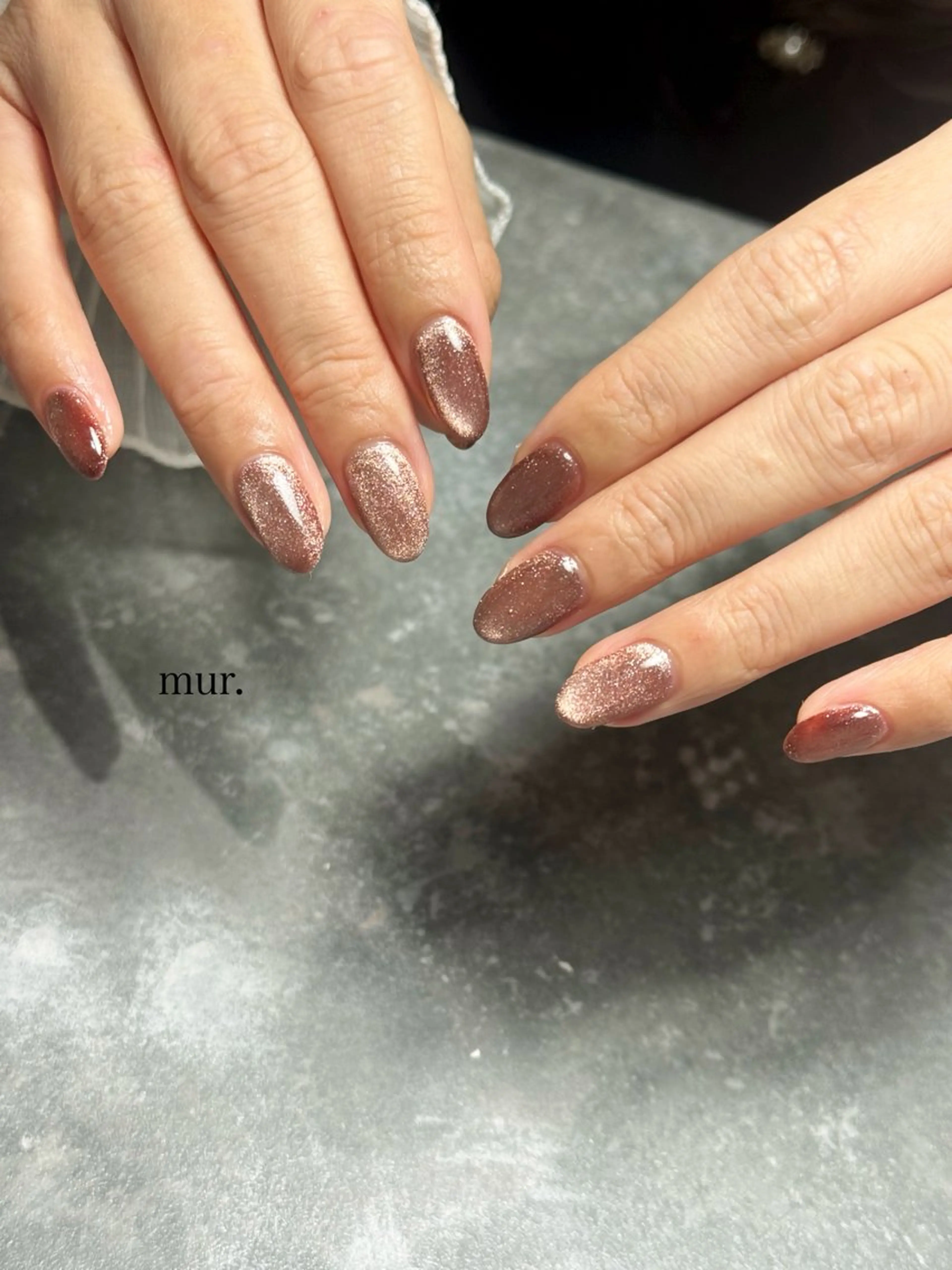 ネイル ブラウン マグネットネイル ワンカラーネイル ハンドネイル nail salon　mur.所属・mur. harukaのネイルデザイン