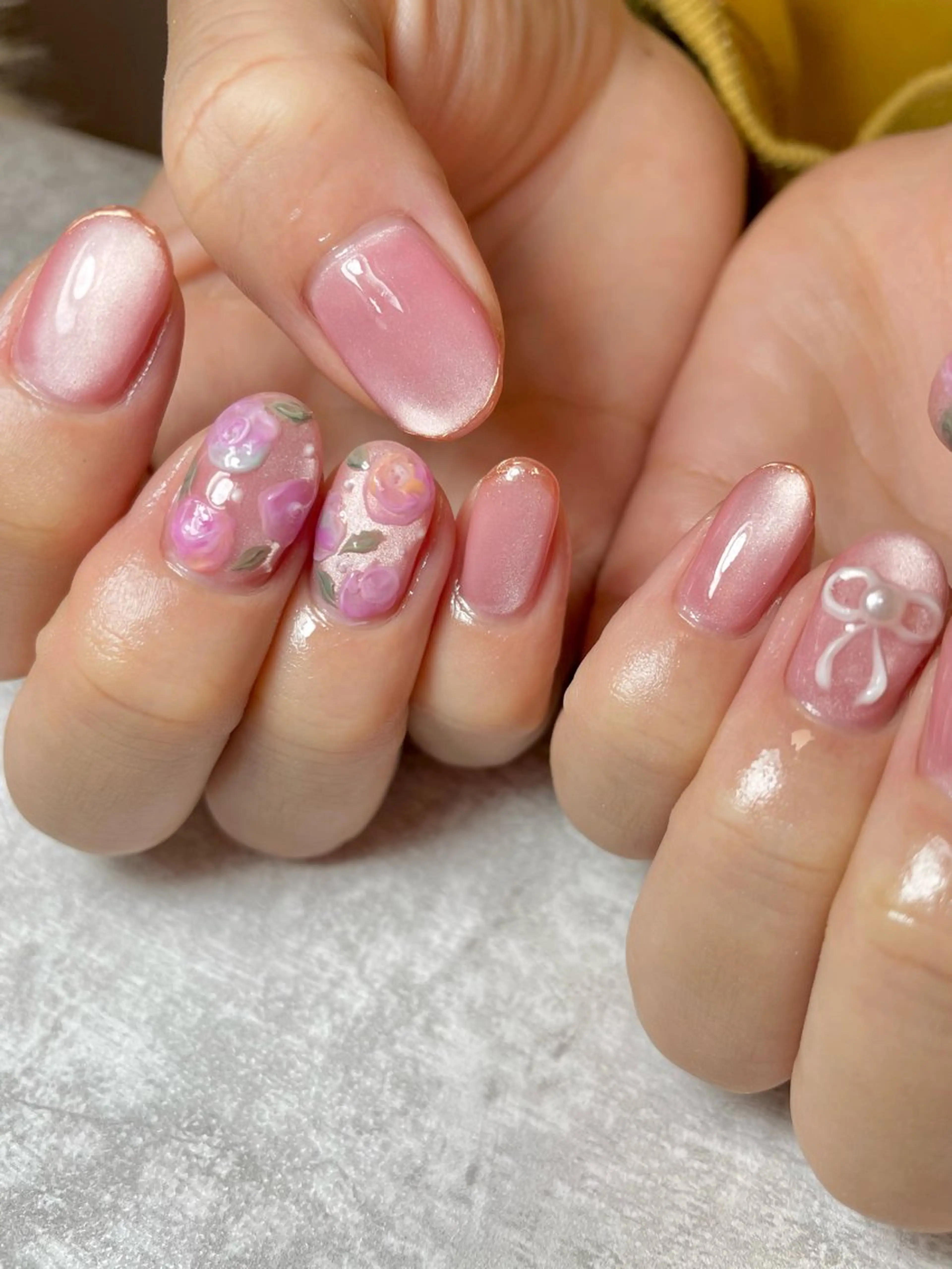ネイル アートネイル フラワーネイル 持ち込み リボン ブライダルネイル BEAUTY GARDEN 【nail salon unseul】所属・nana .のネイルデザイン