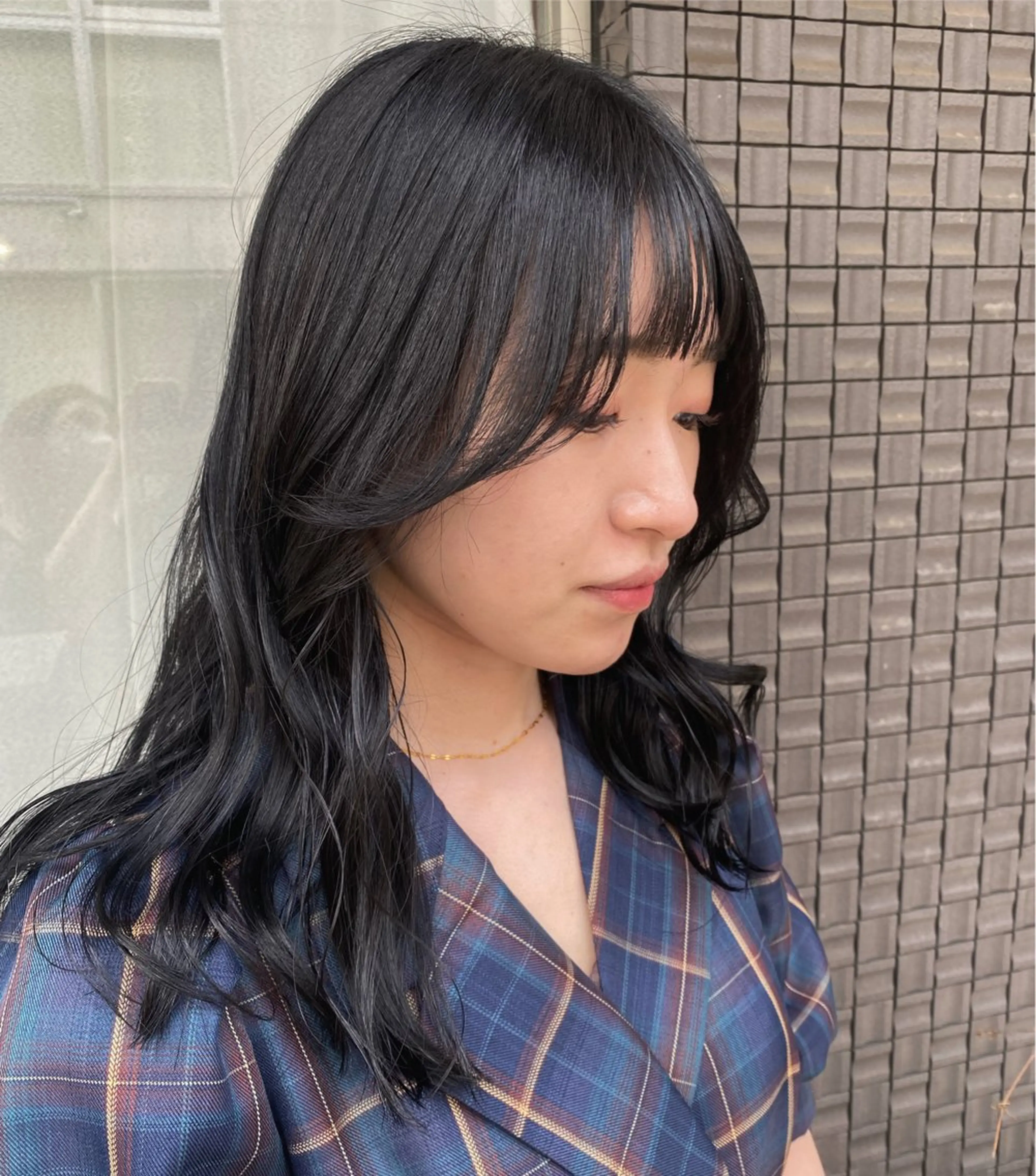 セミロング カラー 黒髪 ブルーカラー ブルーブラック グレージュ/透明感/ 韓国ヘア/RISAのヘアスタイル