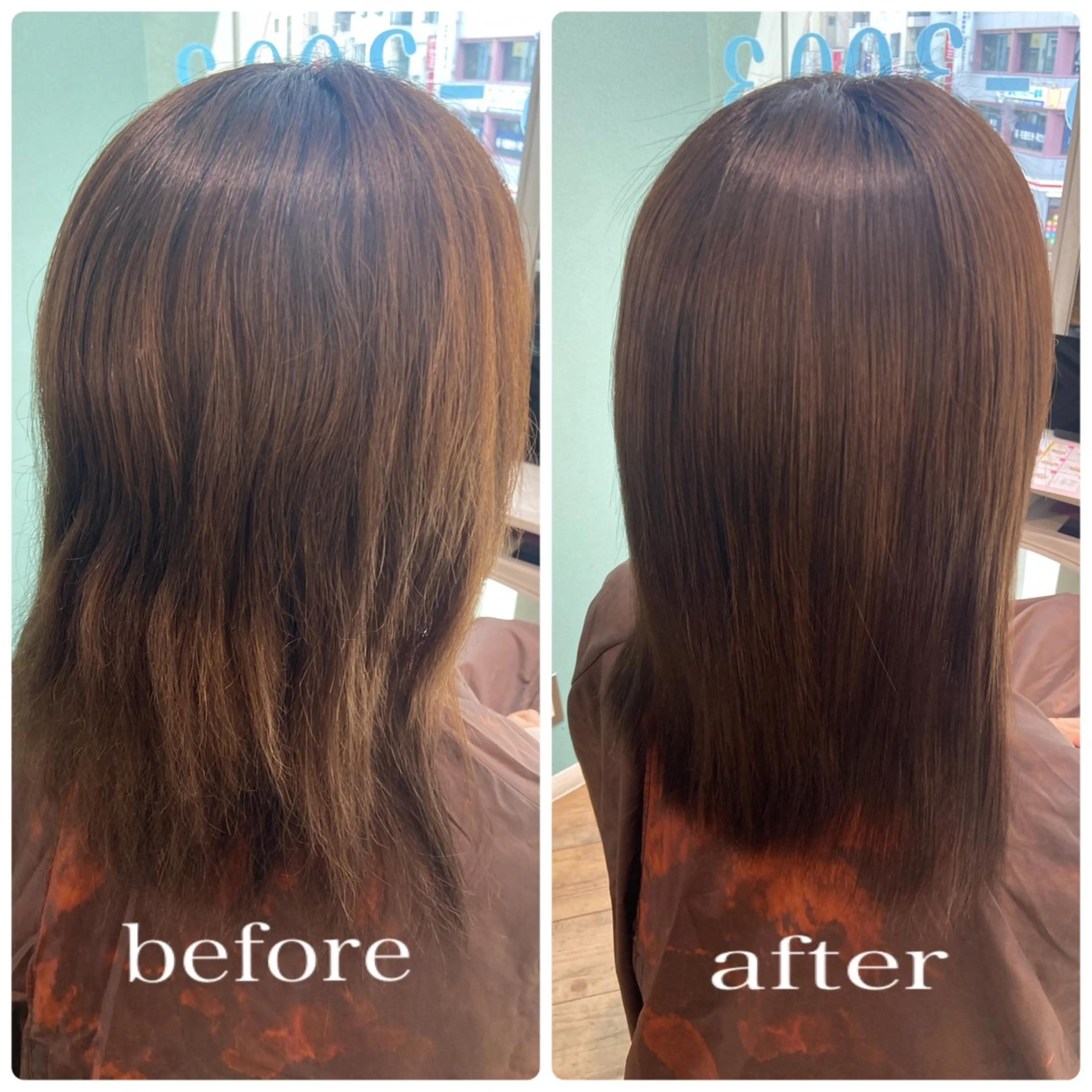 ミディアム 髪質改善 酸性ストレート カット 縮毛矯正 トリートメント 🧸プルエクステ❤︎ ネイルKAO🧸のヘアスタイル