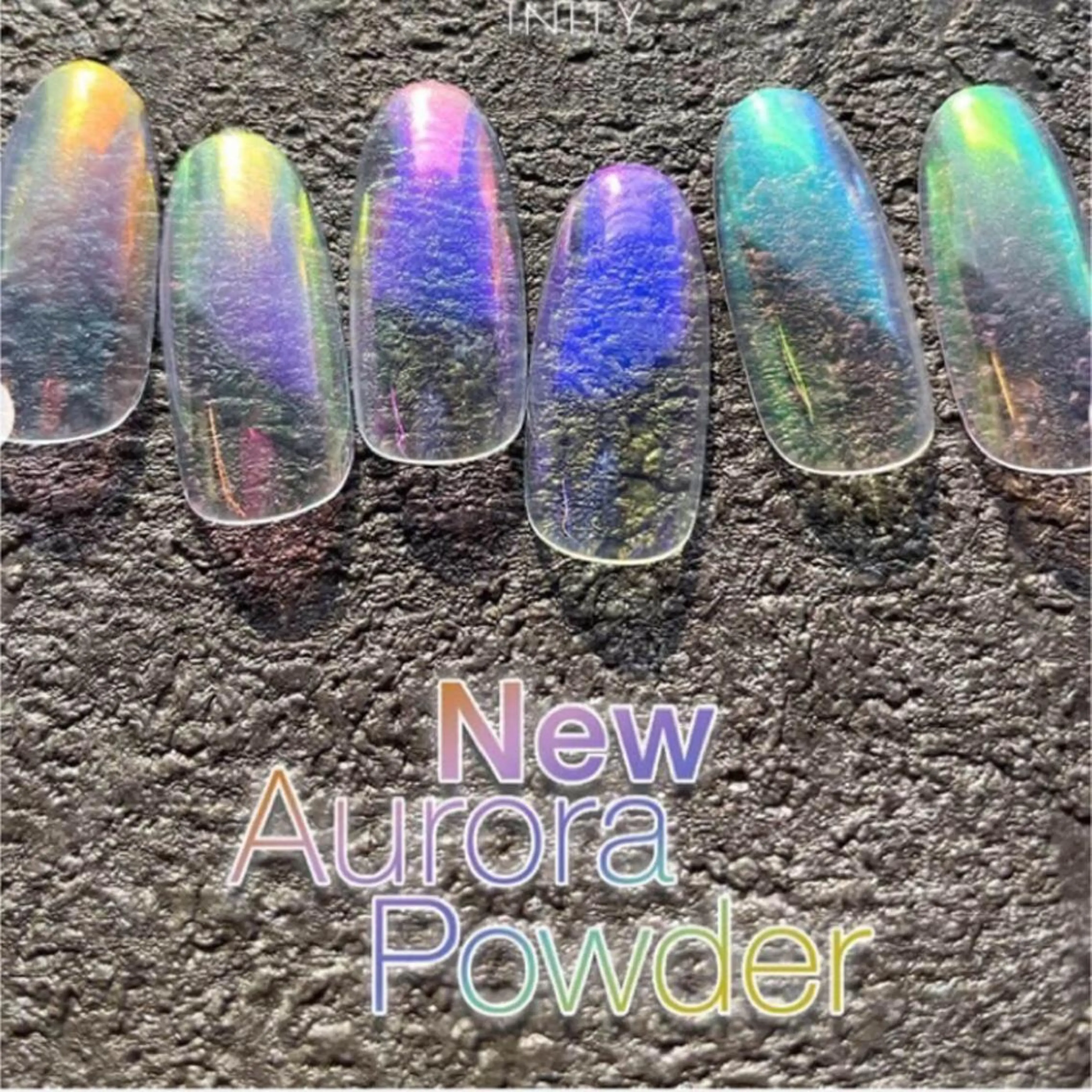 ネイル オーロラネイル ブルー グリーン ミラーネイル オレンジ miyabi nail 桂川駅近くのネイルデザイン