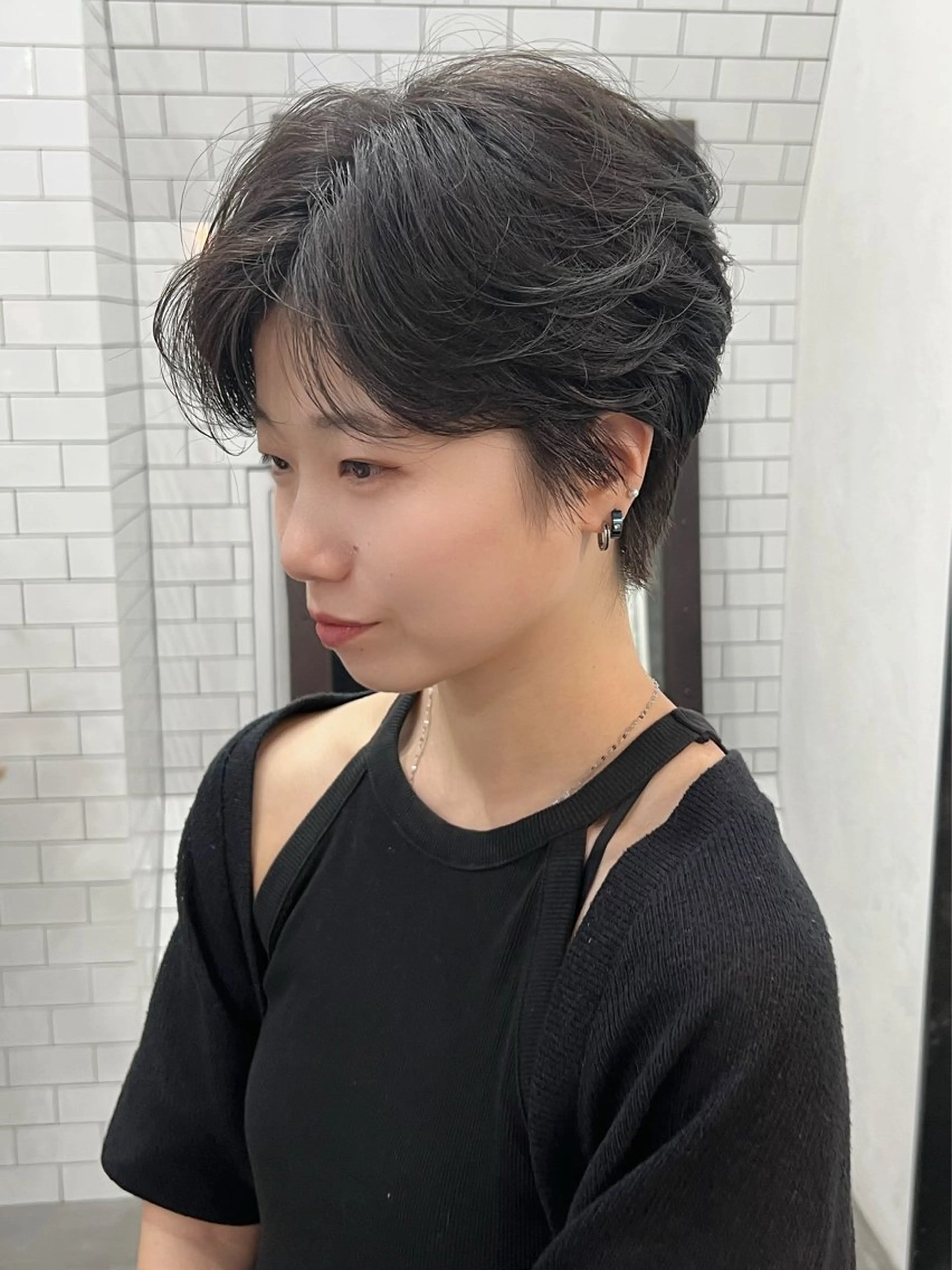 ショート カット 紙屋町ショート /ボブ　パーマ河内蓮のヘアスタイル