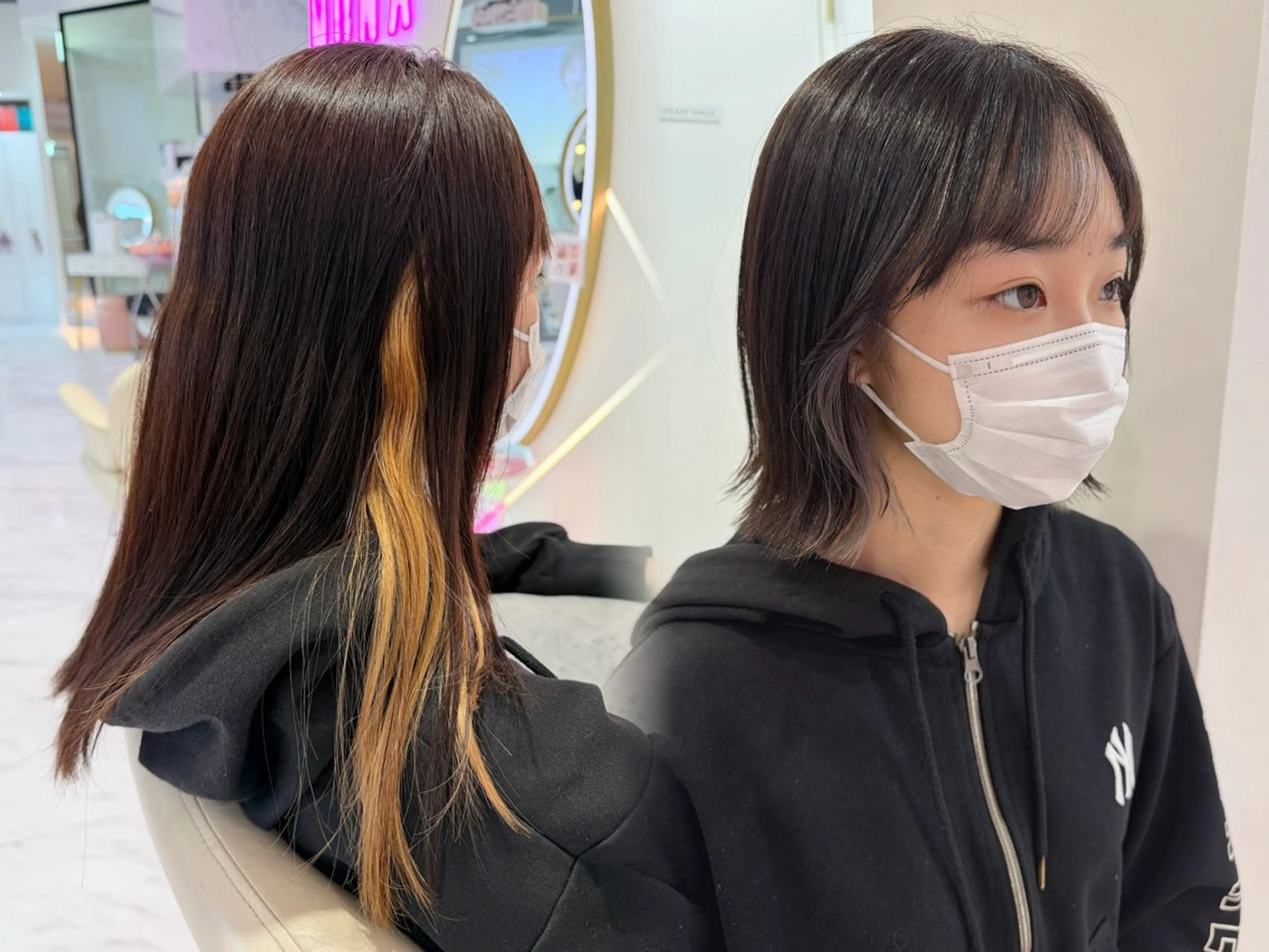 ミディアム カラー シルバー ボブ カット ヘアカラー SAYAKA 🍒／ボブ／暖色のヘアスタイル