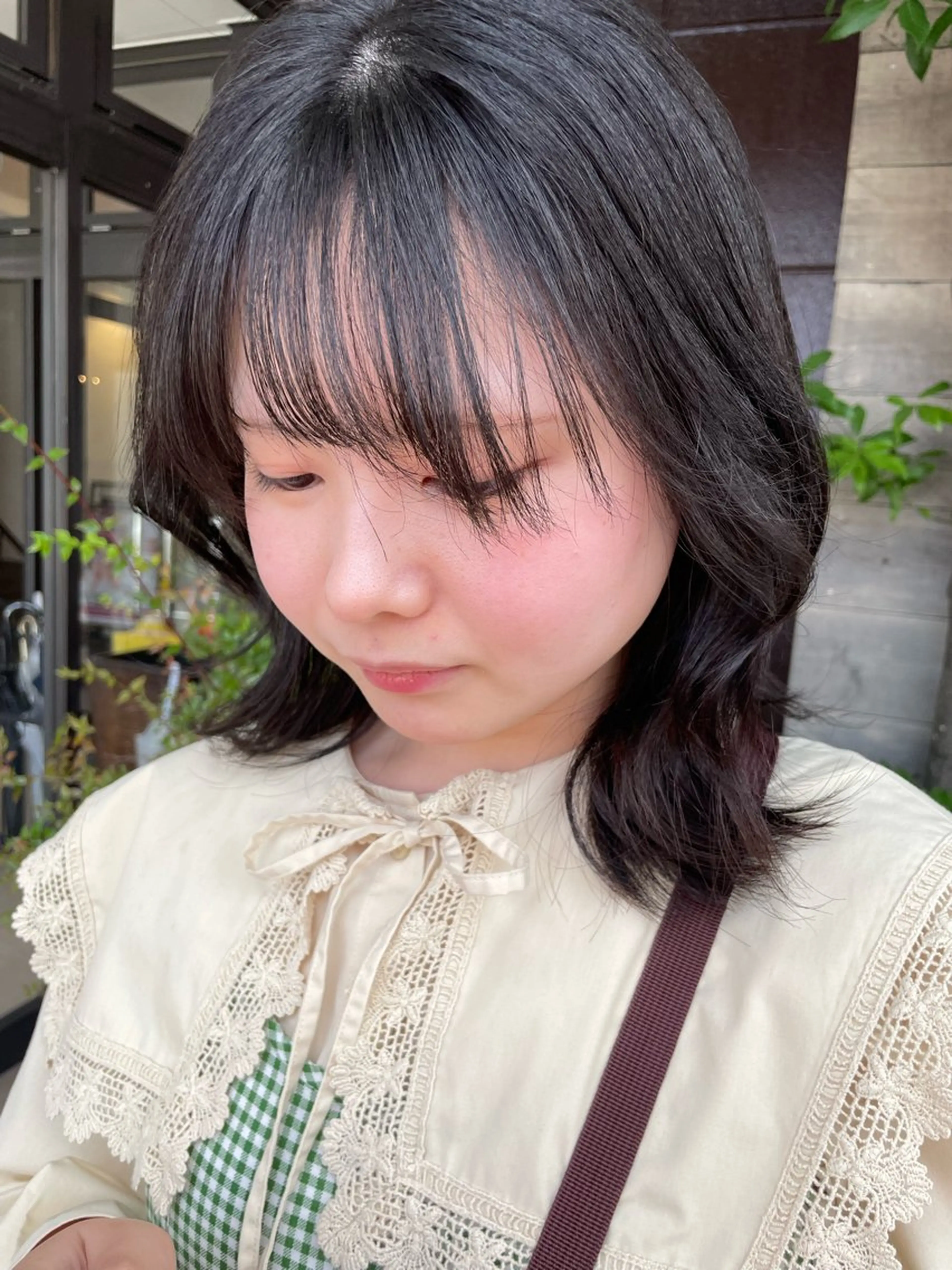 ミディアム パーマ ストレートパーマ 梨子🐣艶カラー🌈 ダメージレス💖のヘアスタイル