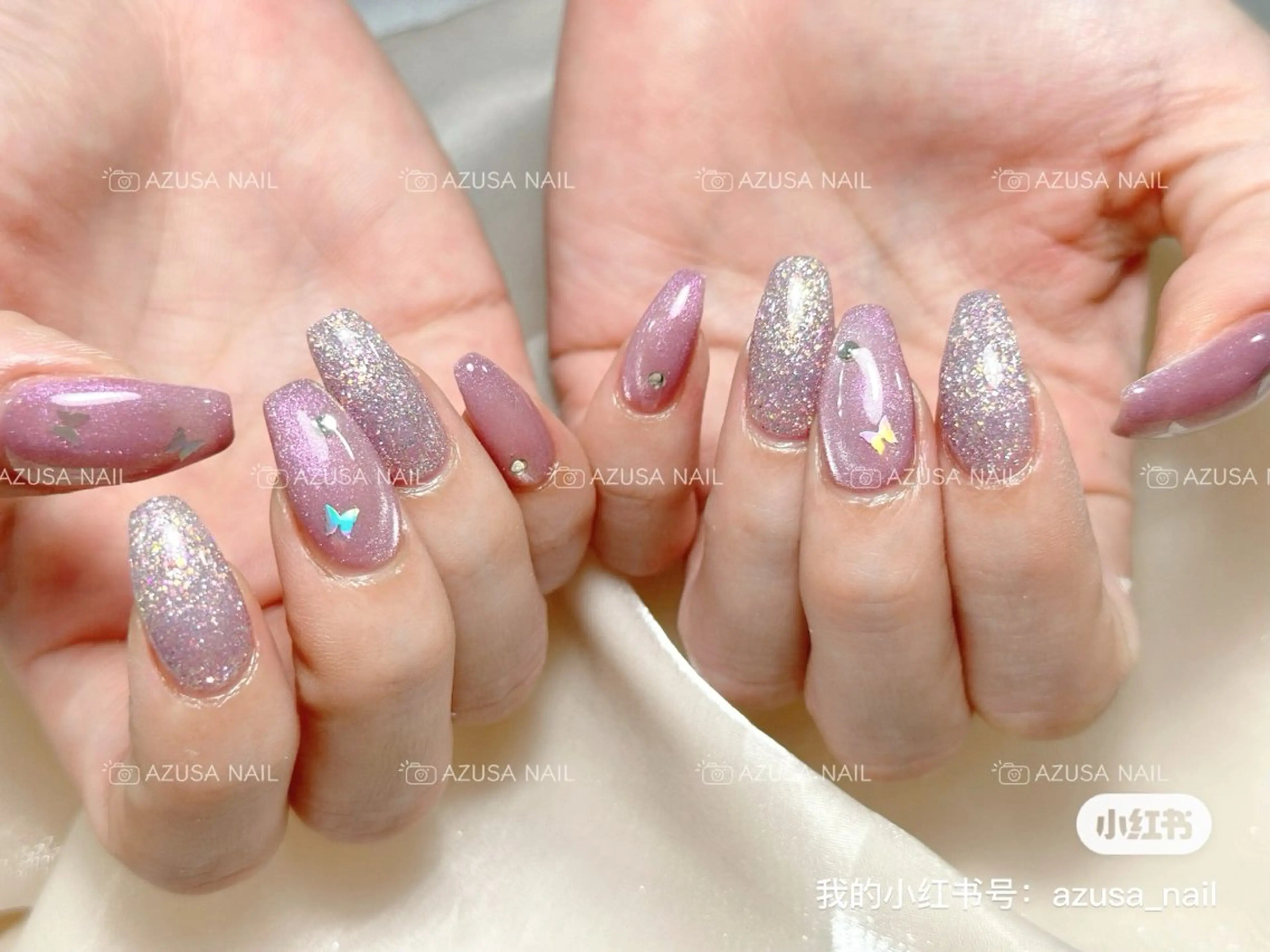 ネイル キラキラネイル ラメ(グリッター) マグネットネイル パープル ハンドネイル 🧸自宅ネイル あずさのネイルデザイン