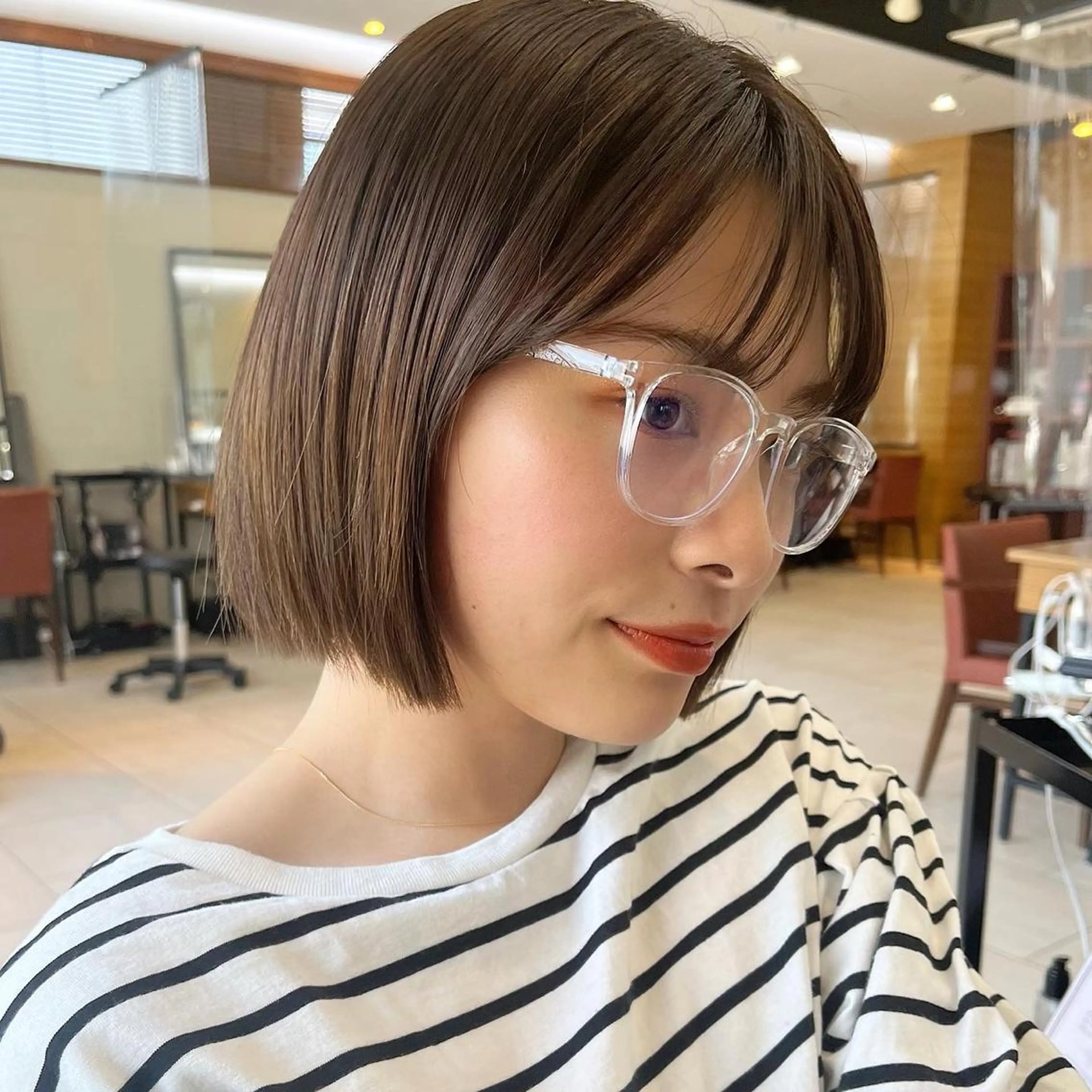 ミディアム カラー カット ヘアカラー トリートメント 🌱小顔ヘア/ボブ ミディアム/双葉🌱のヘアスタイル