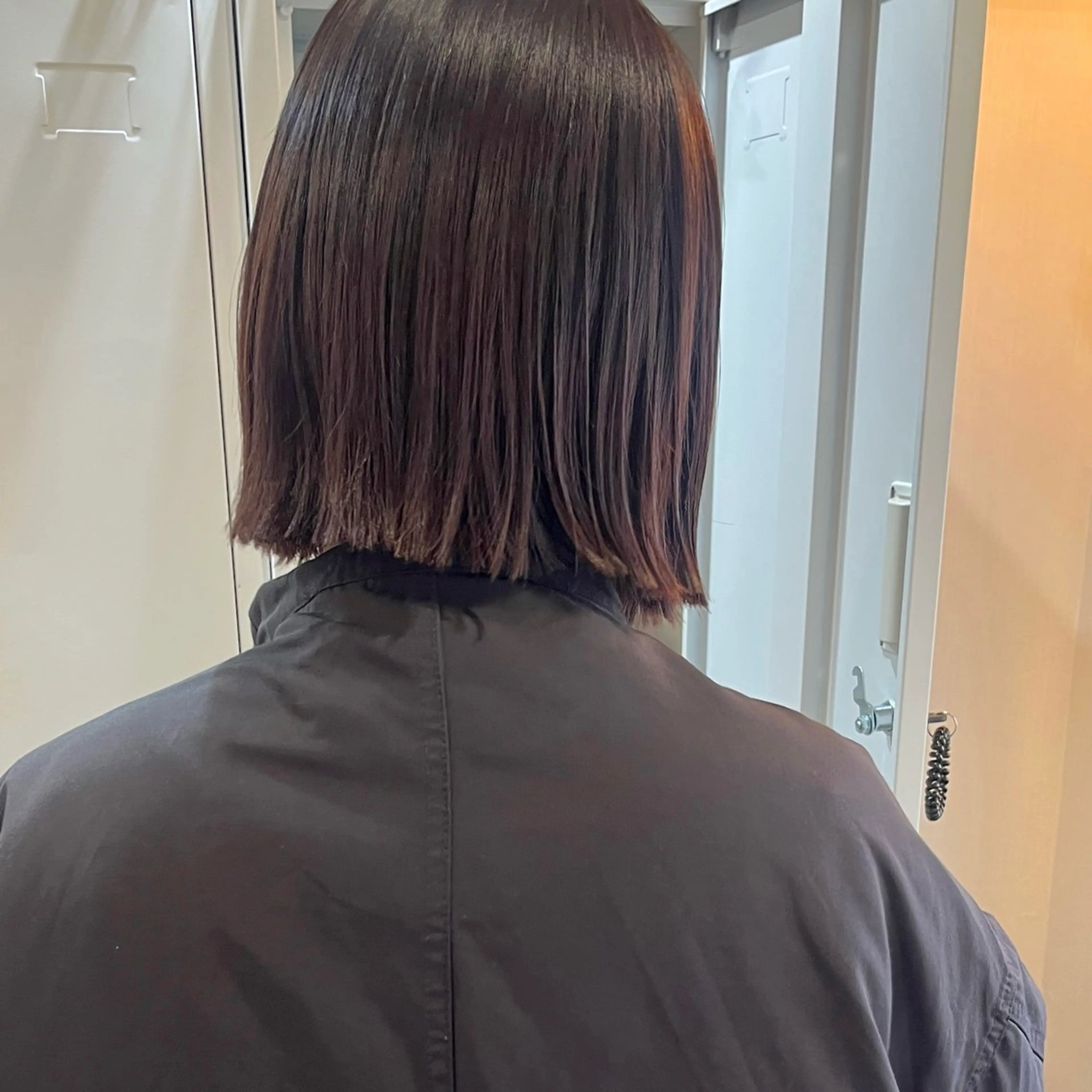 ショート カラー ブラウンカラー ピンクカラー ピンクブラウン ボブ カット ヘアカラー トリートメント ボブ/透明感カラー /坂口恵梨子のヘアスタイル