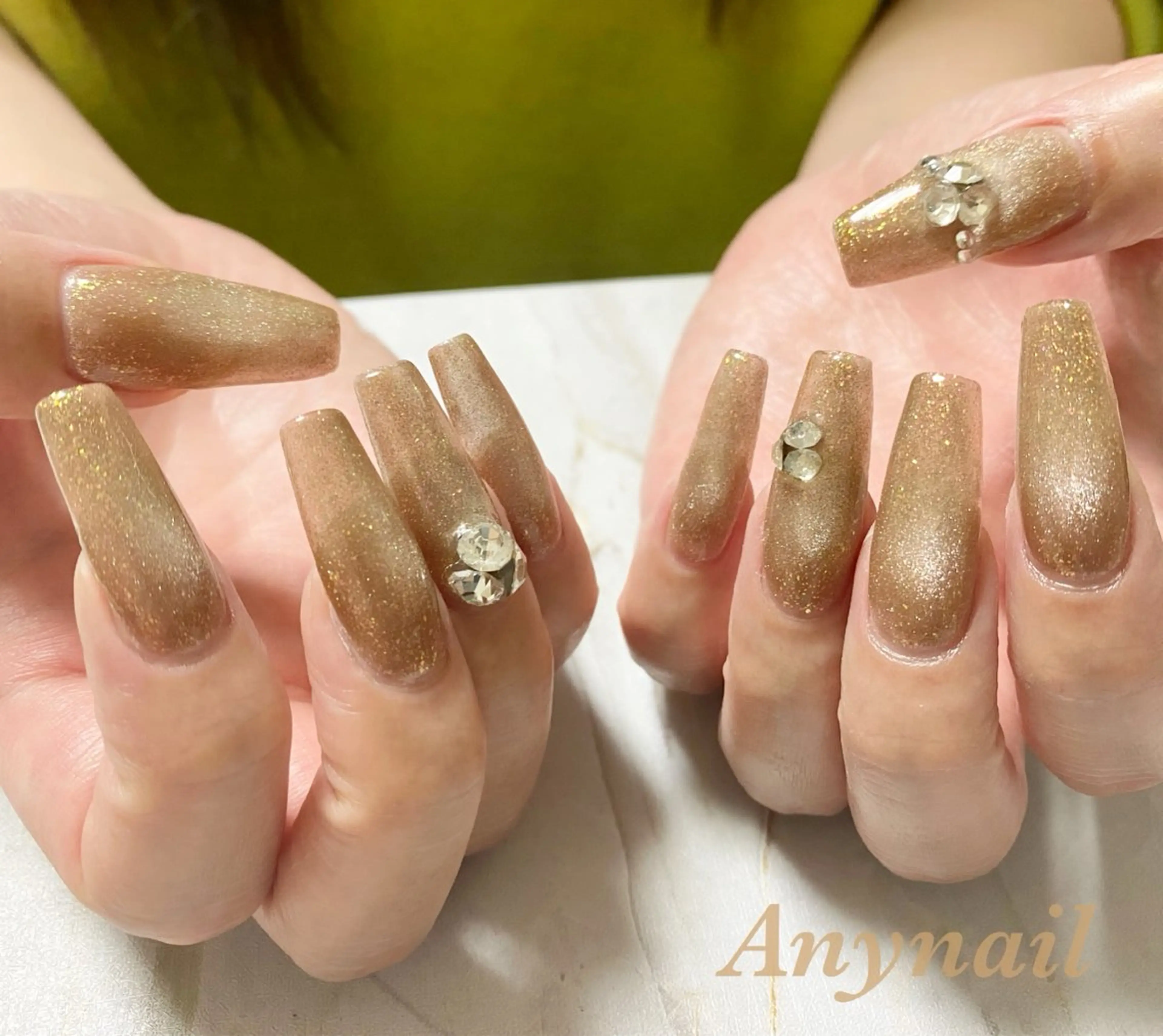 ネイル ブルー マグネットネイル スカルプネイル ストーンネイル ブライダルネイル 岩澤 恵子のネイルデザイン