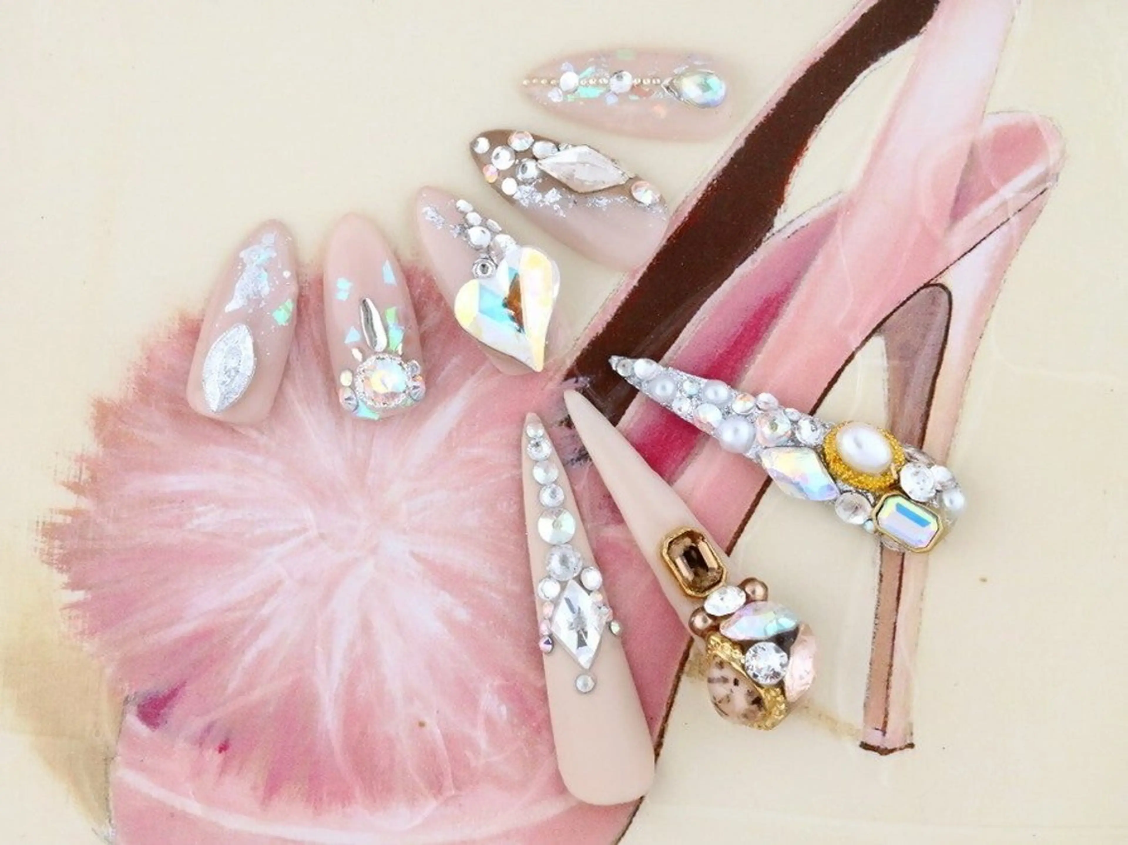 【オフ込】ビジューパーツ盛り10本全部し放題コース【画像持ち込みOK】の写真