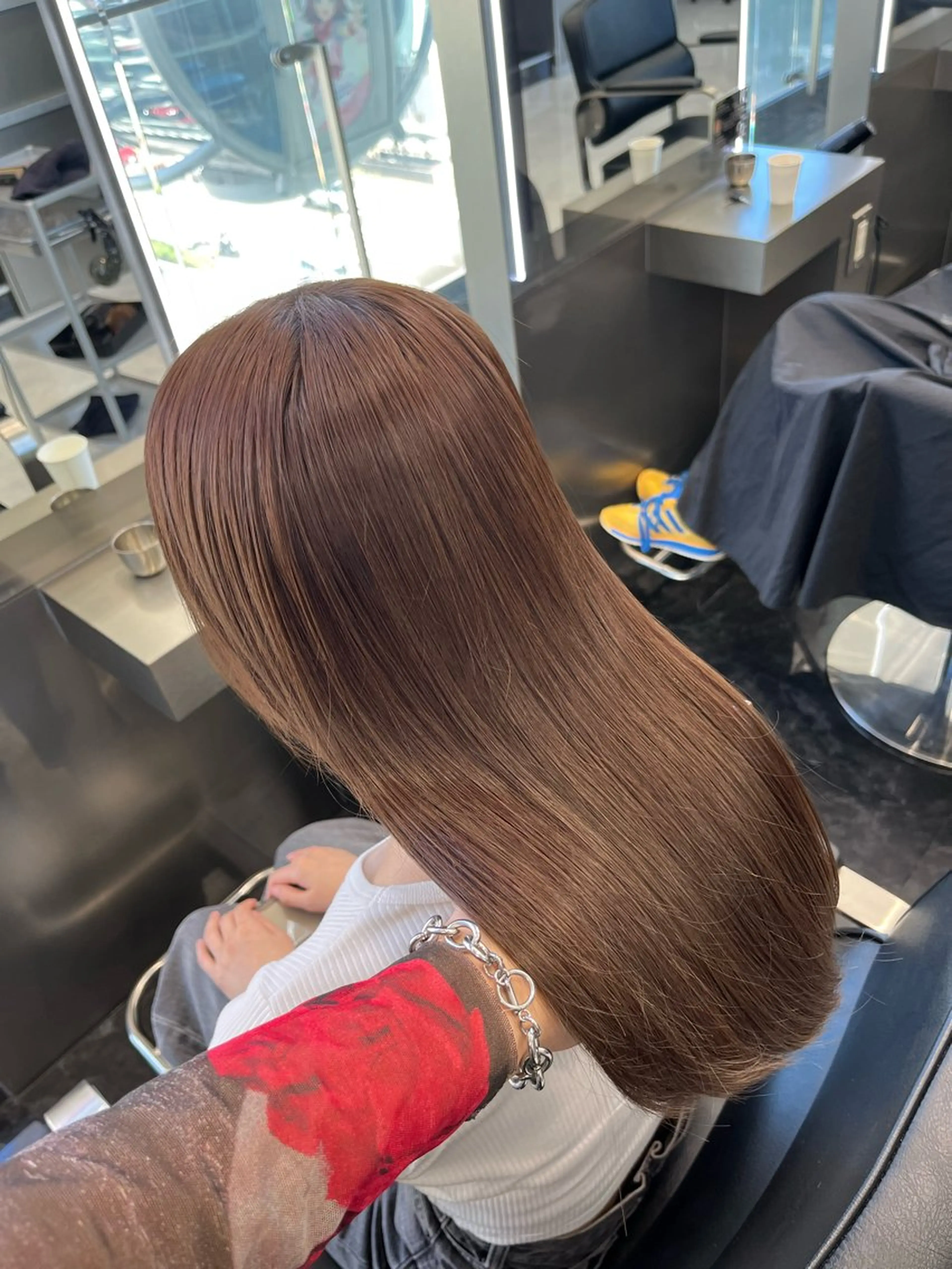 セミロング カラー ヘアアレンジ ベージュカラー ブリーチ ブラウンカラー ココアブラウン ミルクティーベージュ ハイトーン/透明感 髪質改善/rinaのヘアスタイル