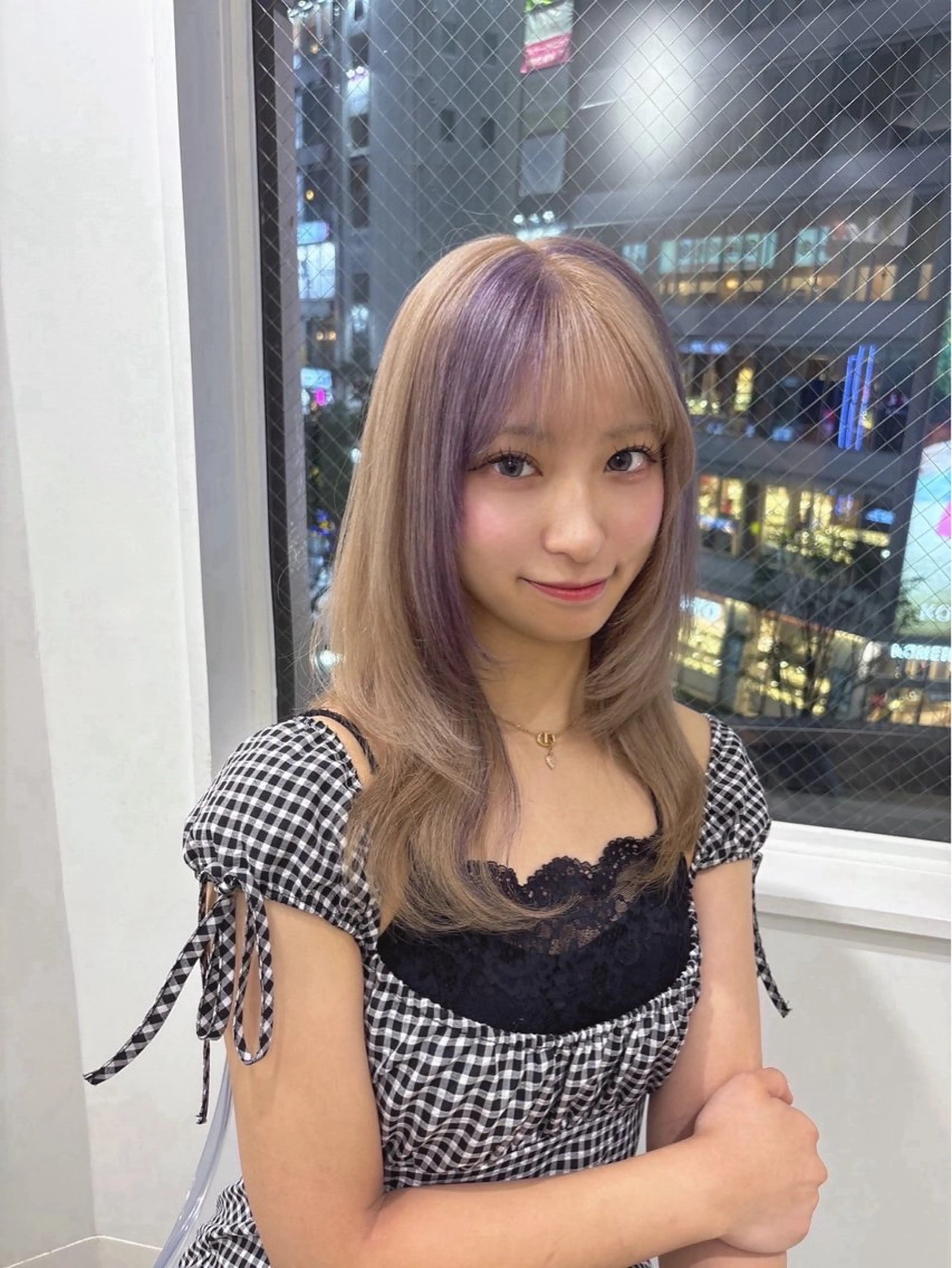 セミロング ヘアカラー 新宿ハイトーン/ カットモデル/のりかのヘアスタイル