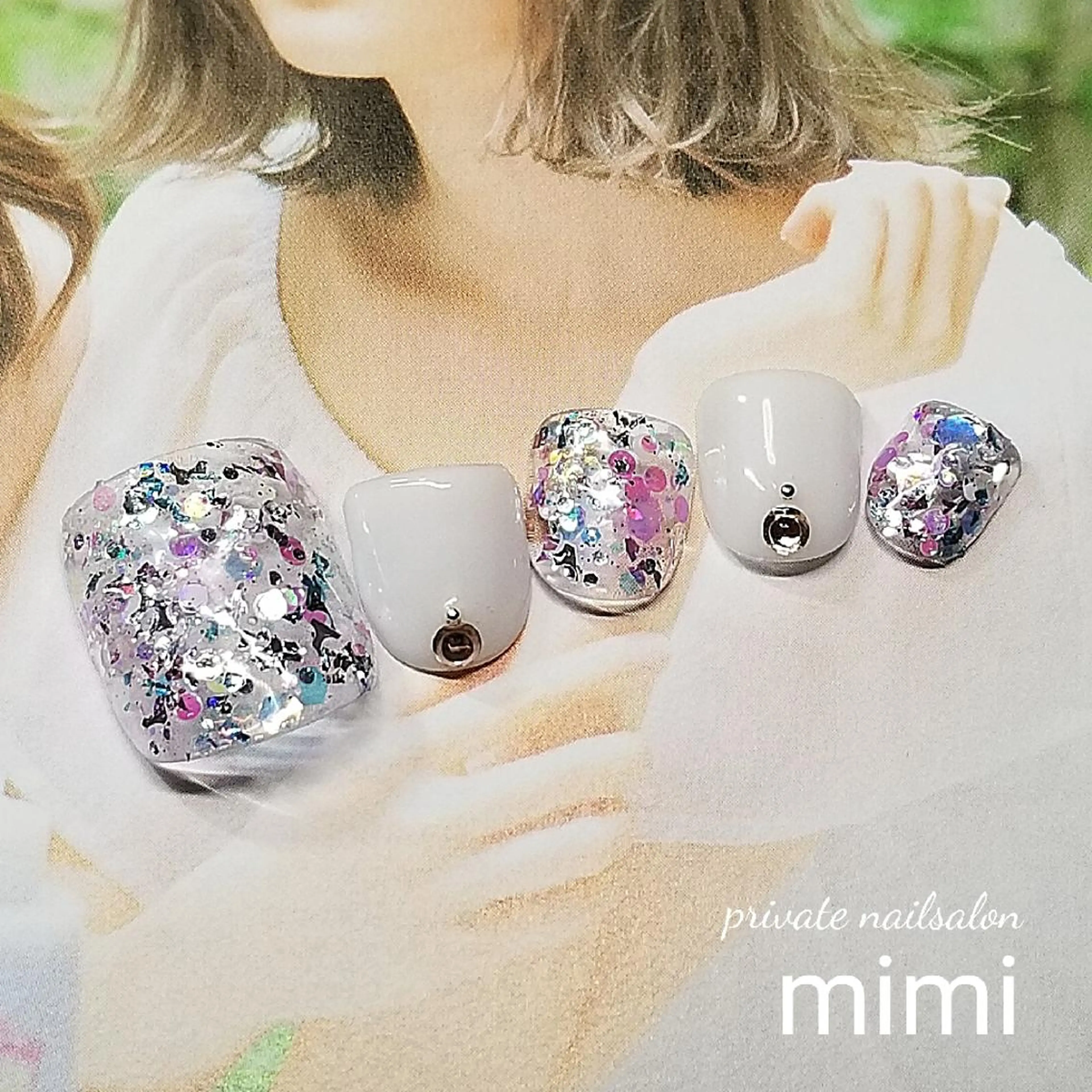 ネイル オーロラネイル フットネイル 博多ネイル ｍｉｍｉのネイルデザイン