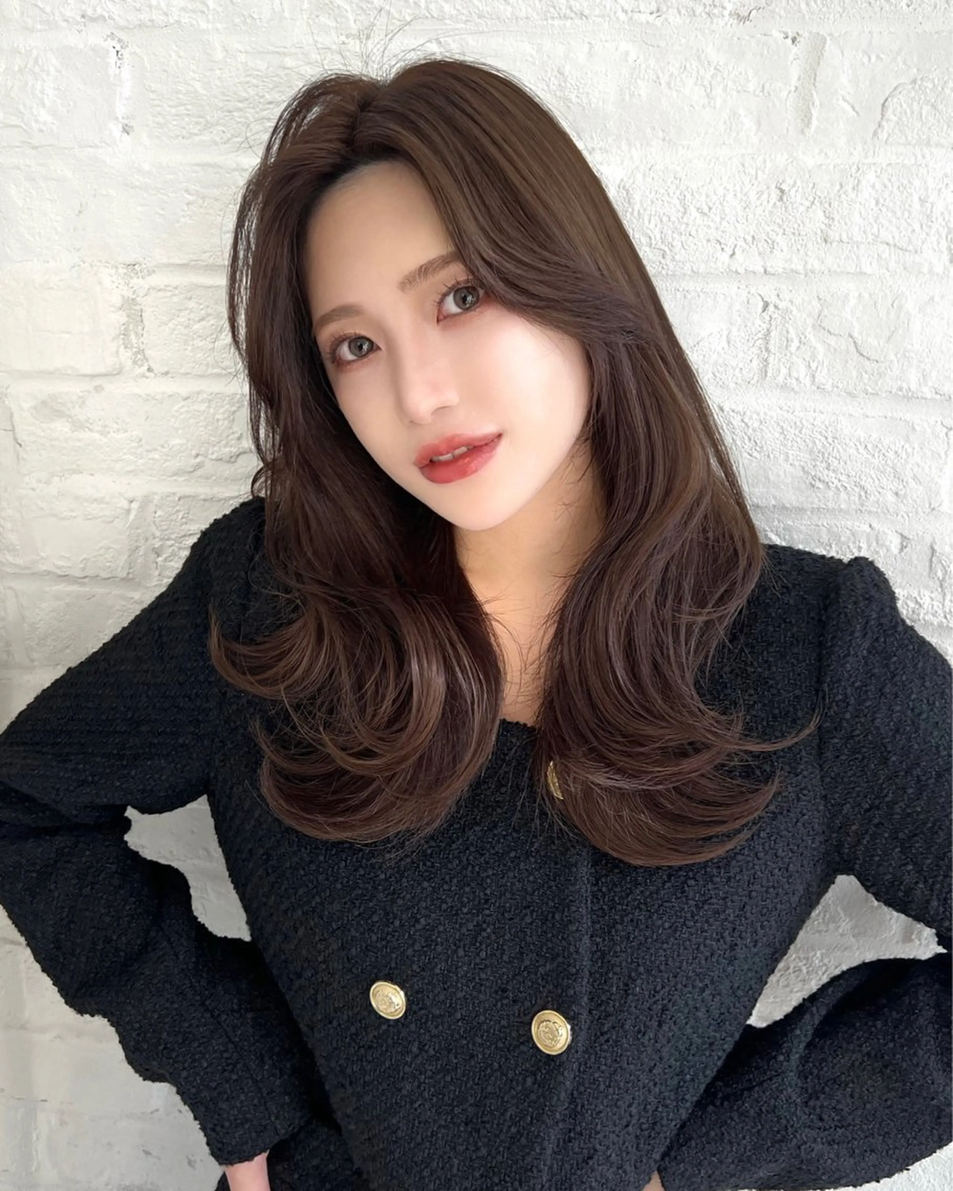 セミロング カラー イルミナカラー くびれヘア 顔周りカット ハイレイヤー かきあげバング 韓国ヘア♡ 顔まわりカットayaのヘアスタイル