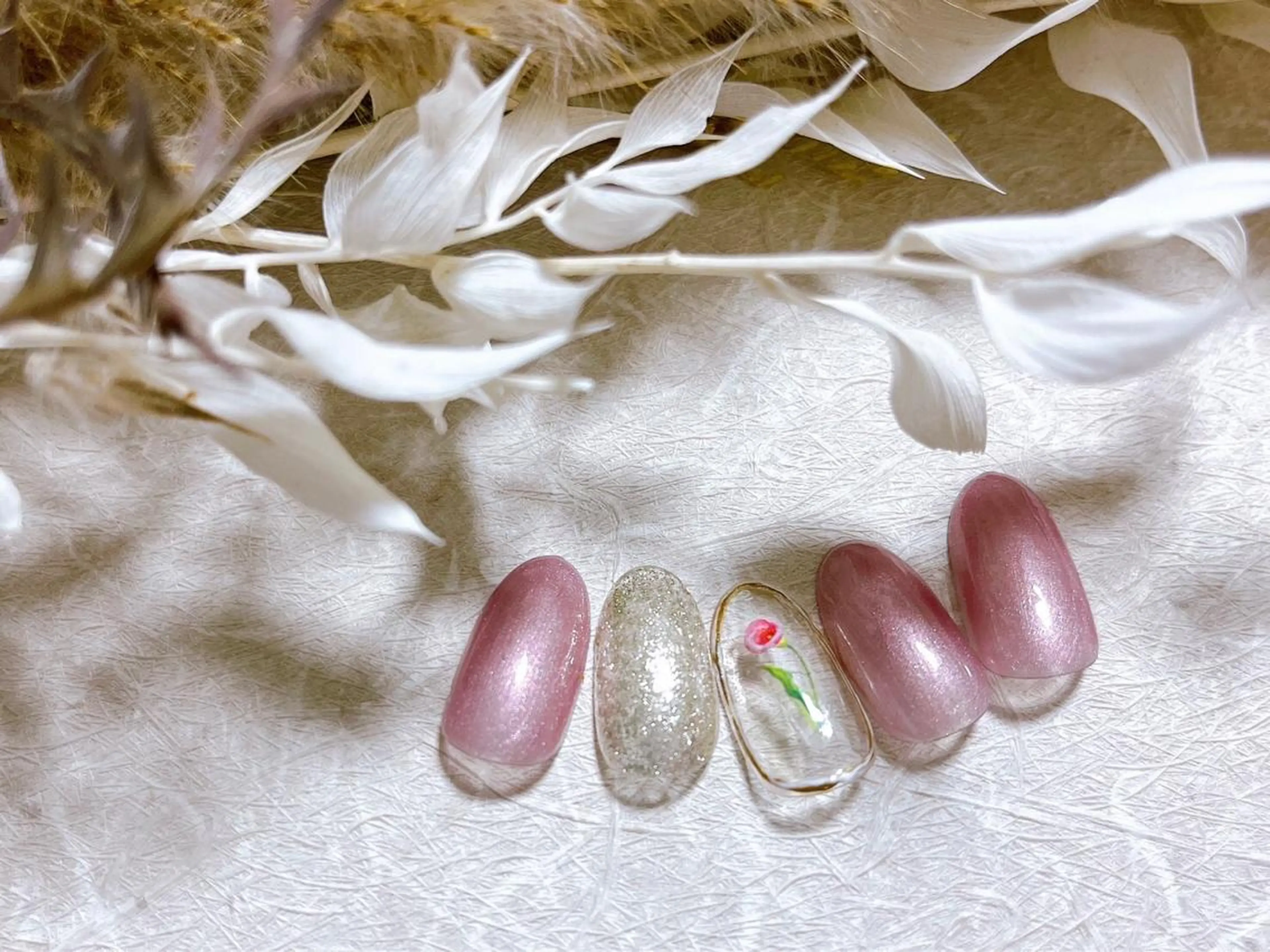 ネイル クリアネイル ジェルネイル 韓国ネイル パラジェル 春ネイル ハンドネイル kiki nail 二子玉川のネイルデザイン