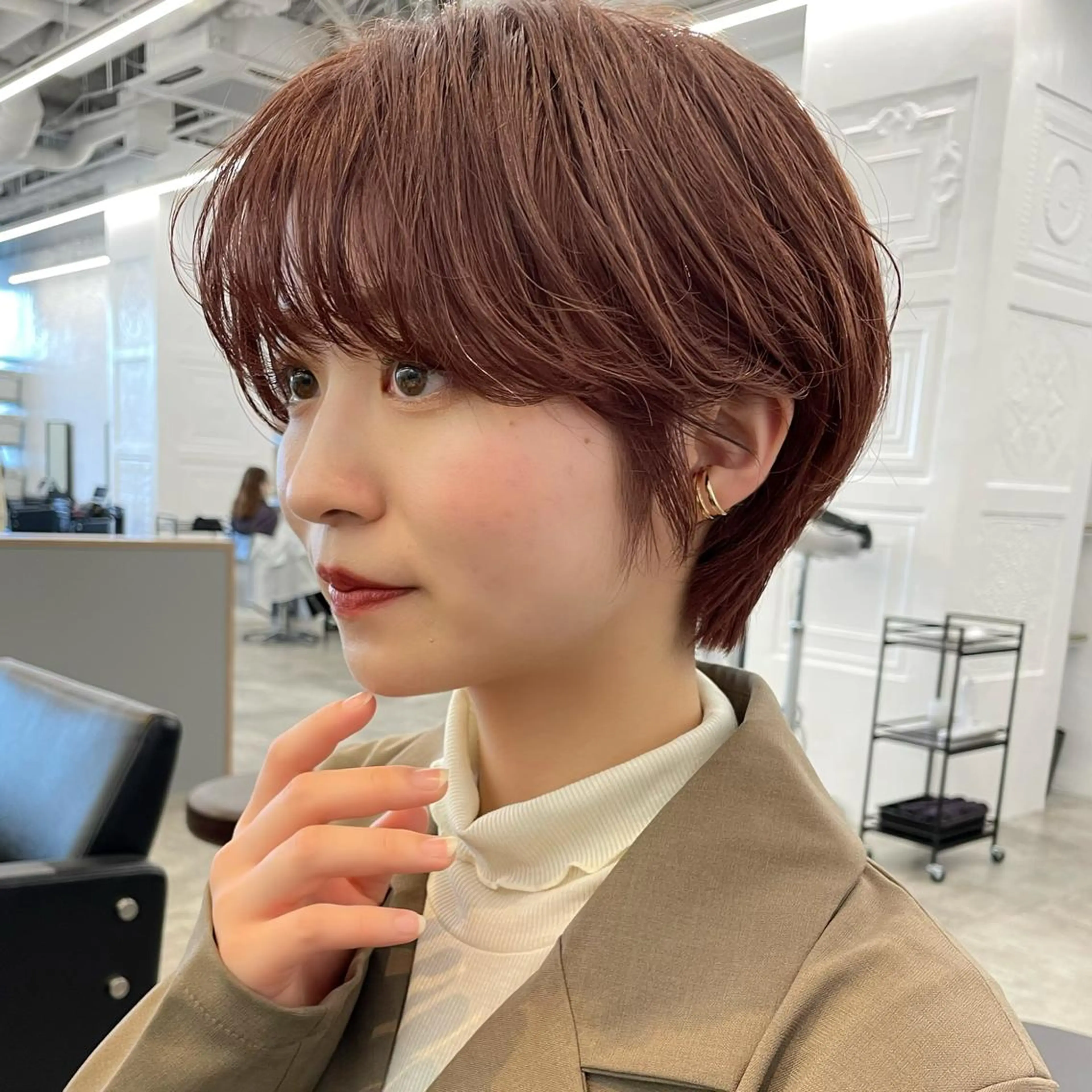 ショート パーマ ショートヘア カット パーマ レイヤー/ショート透 明感カラー/西田祐賀のヘアスタイル