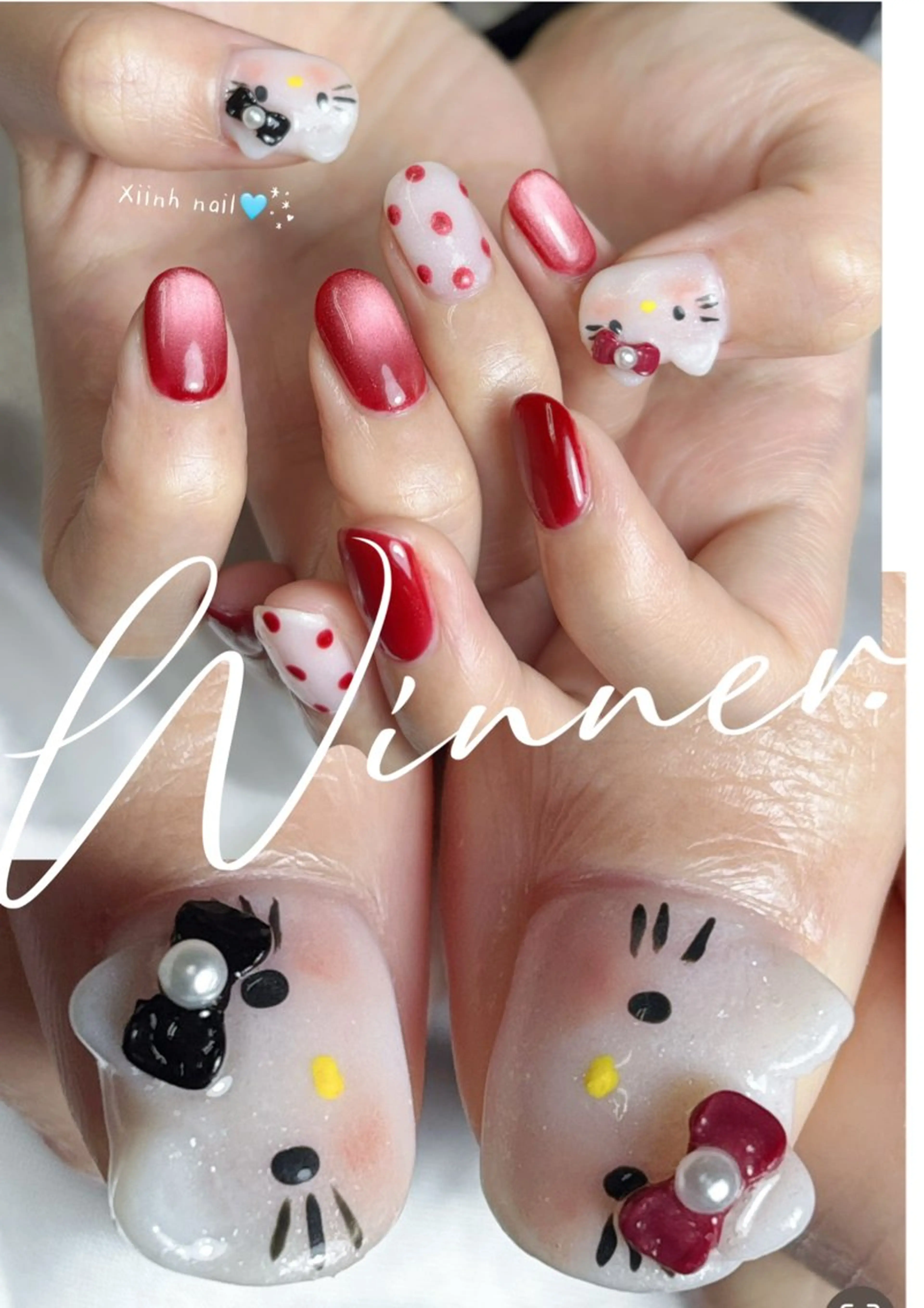 ネイル ブラウン チークネイル 桜ネイル 長さ出し フットネイル ハンドネイル XIINH NAIL SALONのネイルデザイン