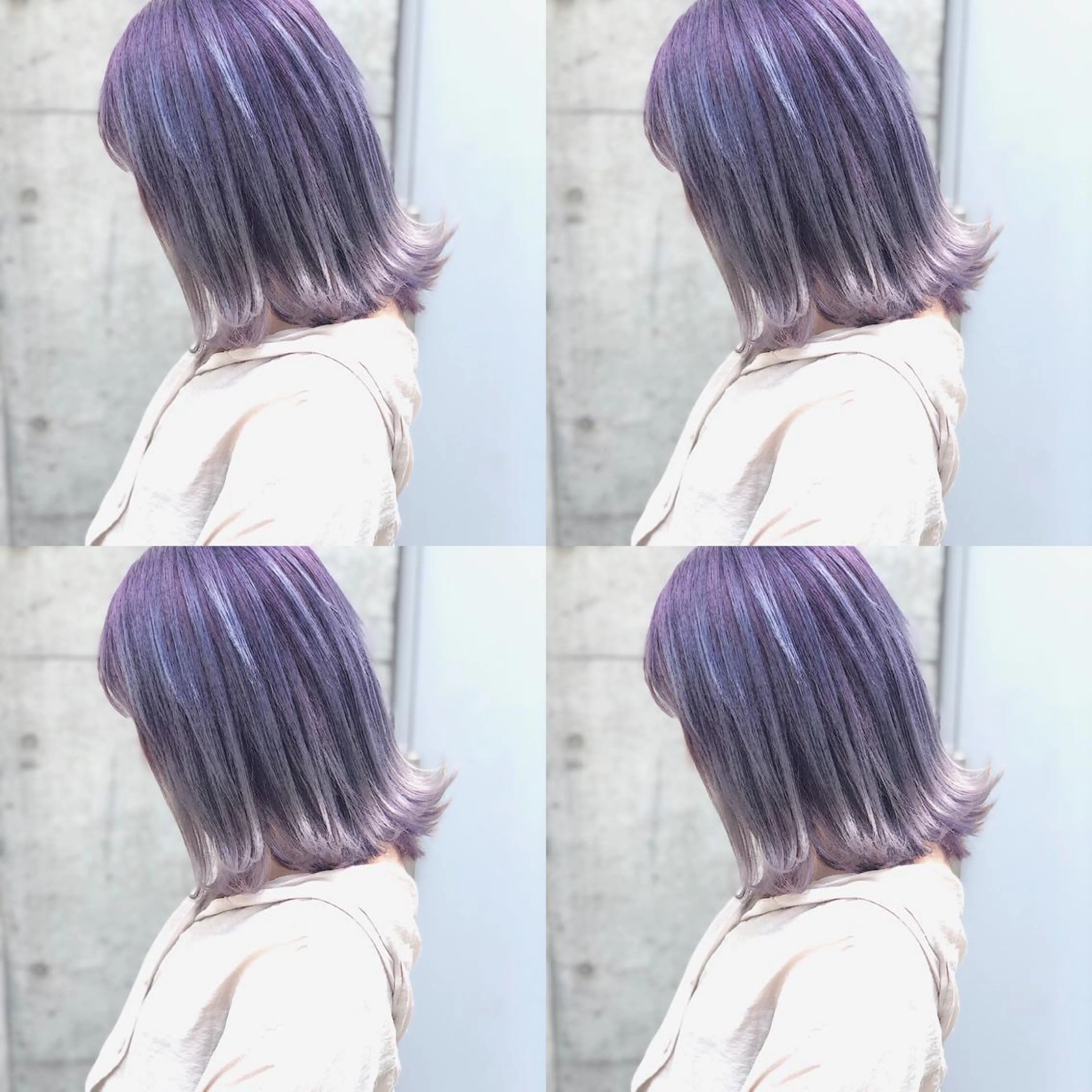 ミディアム パープルカラー レイヤーカット Selene hair OSAKAのヘアスタイル