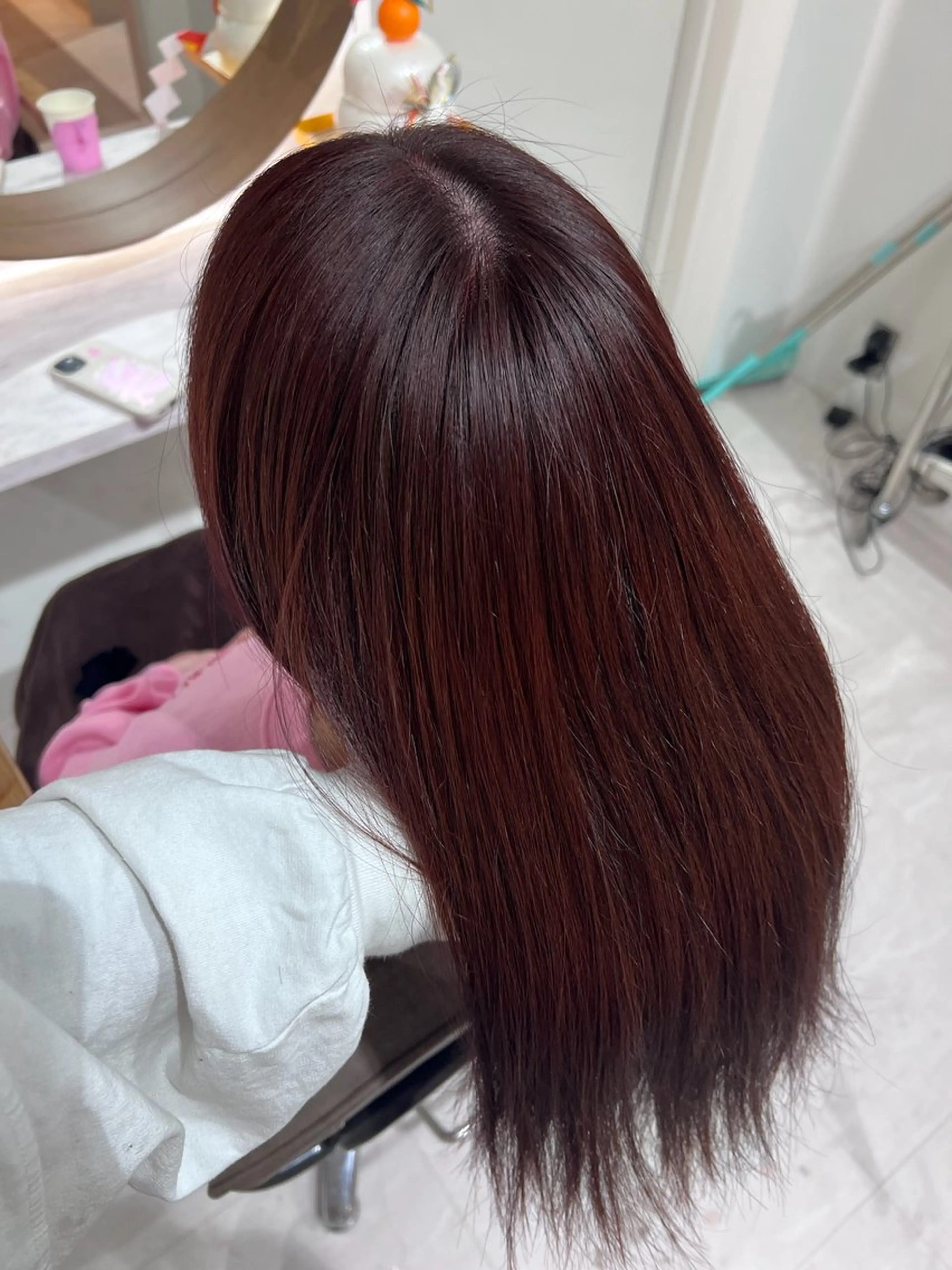 カラー ブリーチ ブラウンカラー ブリーチなしカラー ピンクカラー ヘアカラー 瀬戸 杏珠のヘアスタイル