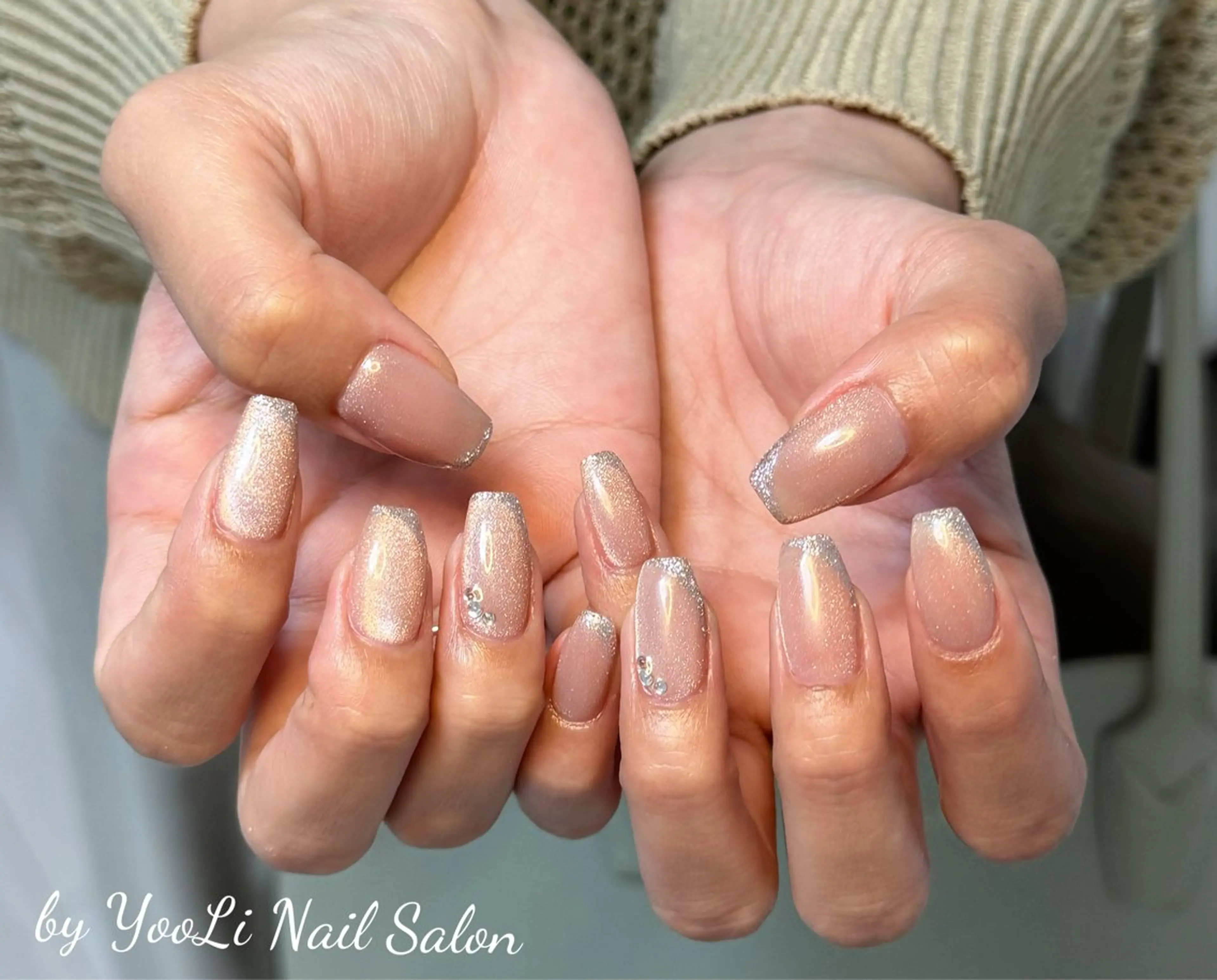 ネイル アートネイル オーロラネイル チークネイル フレンチネイル ガラスフレンチ ハンドネイル 🎀🎀YooLi Nail Salonのネイルデザイン