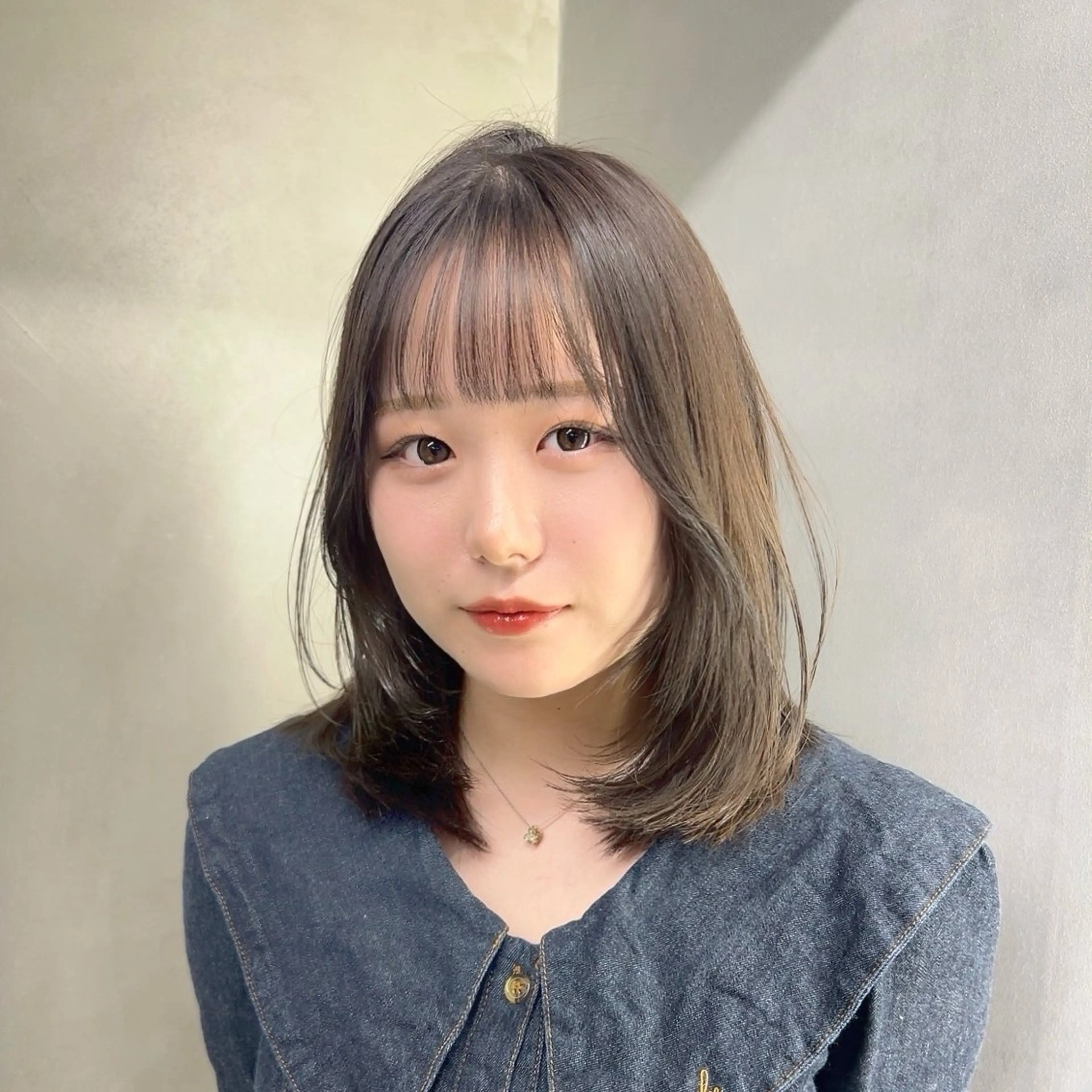 ミディアム カット ヘアカラー トリートメント 阿倍野/髪質改善 /縮毛矯正/坪田幸広のヘアスタイル