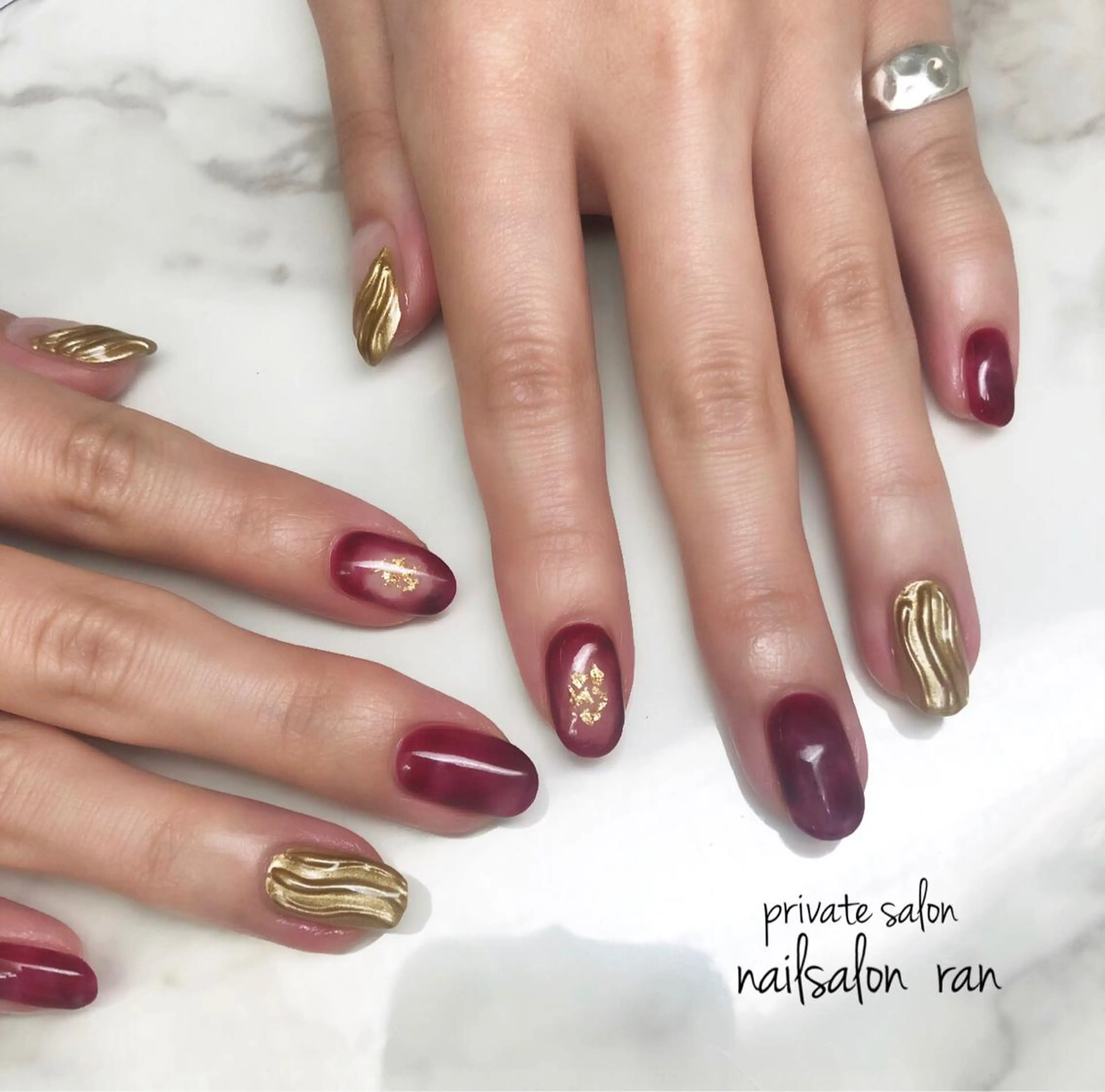 ネイル ボルドー 持ち込み nailsalon ranのネイルデザイン