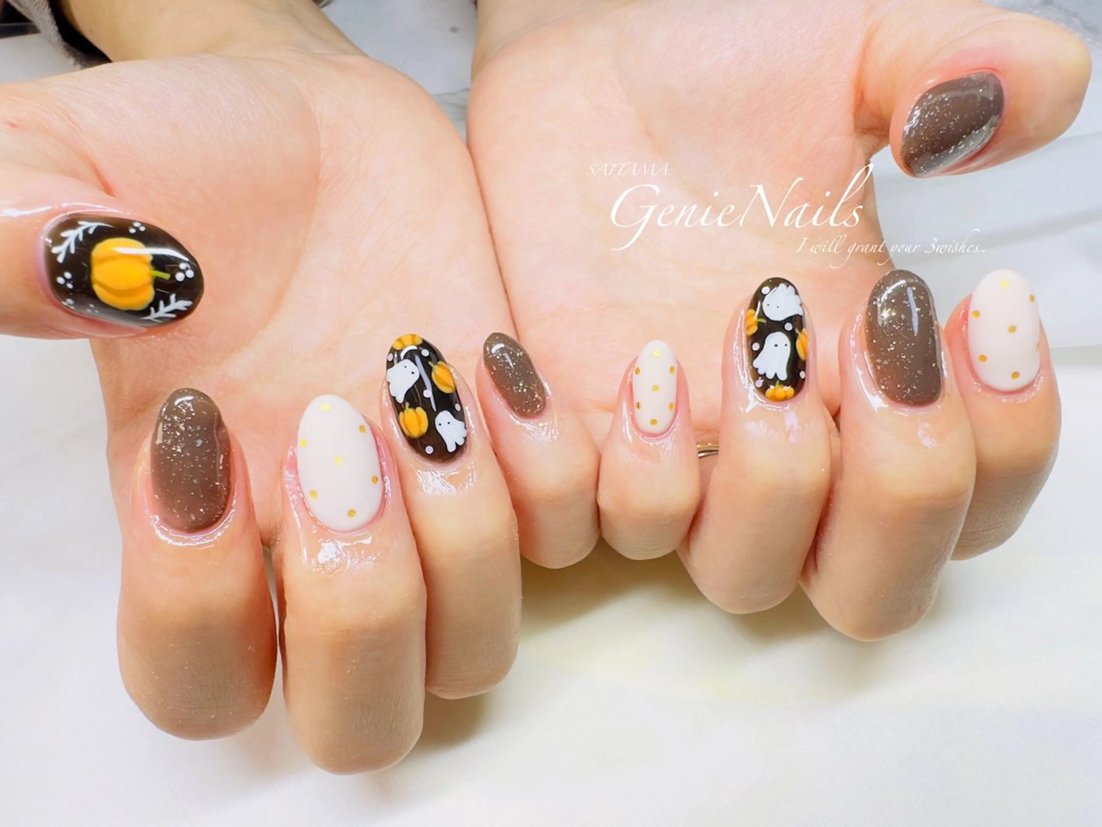 メンズ ネイル ハロウィン アートネイル フットネイル ハロウィン メンズネイル Genie Nailsのネイルデザイン