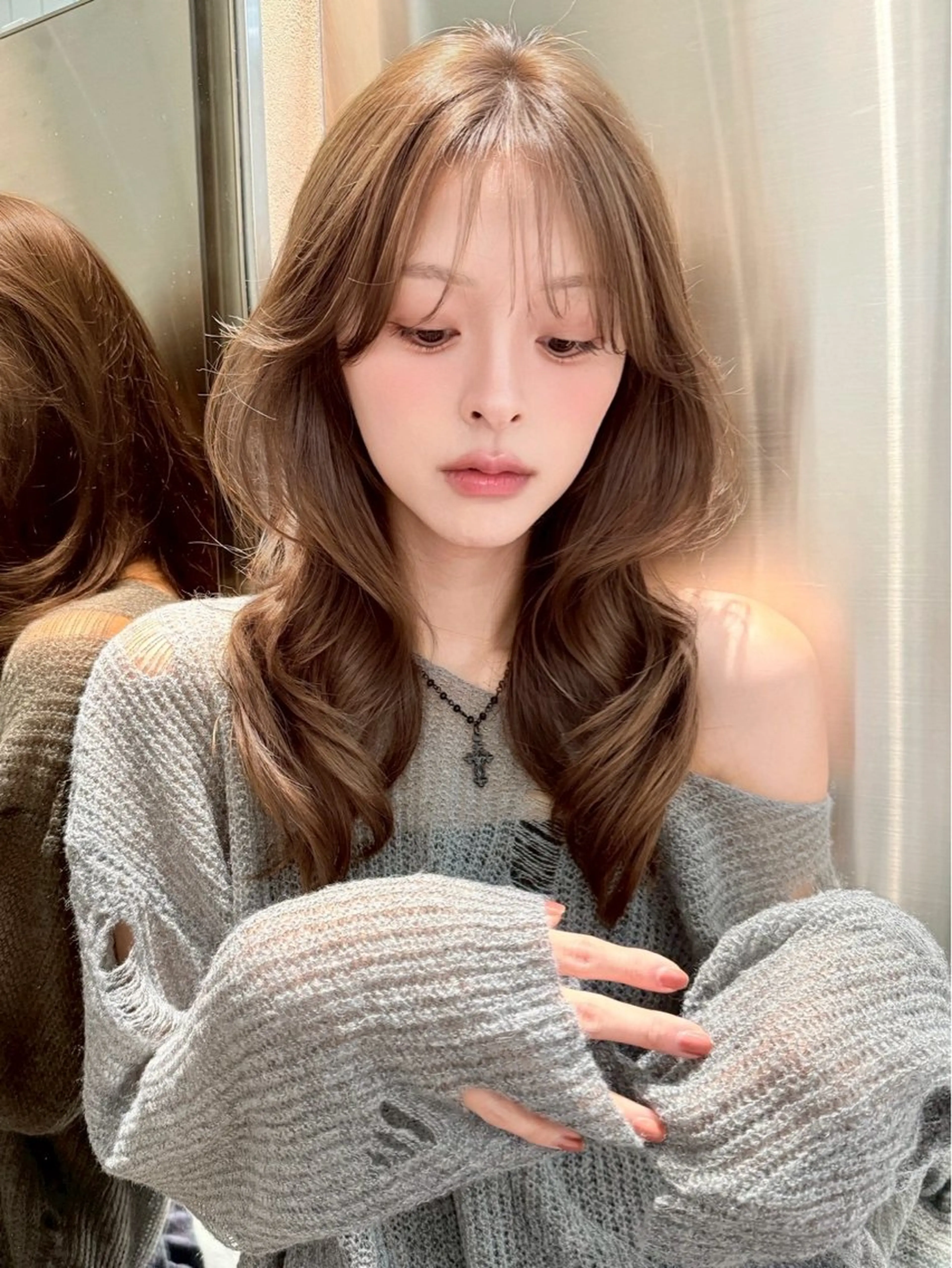 ミディアム ブリーチなしW🎀 髪質改善/はのんのヘアスタイル