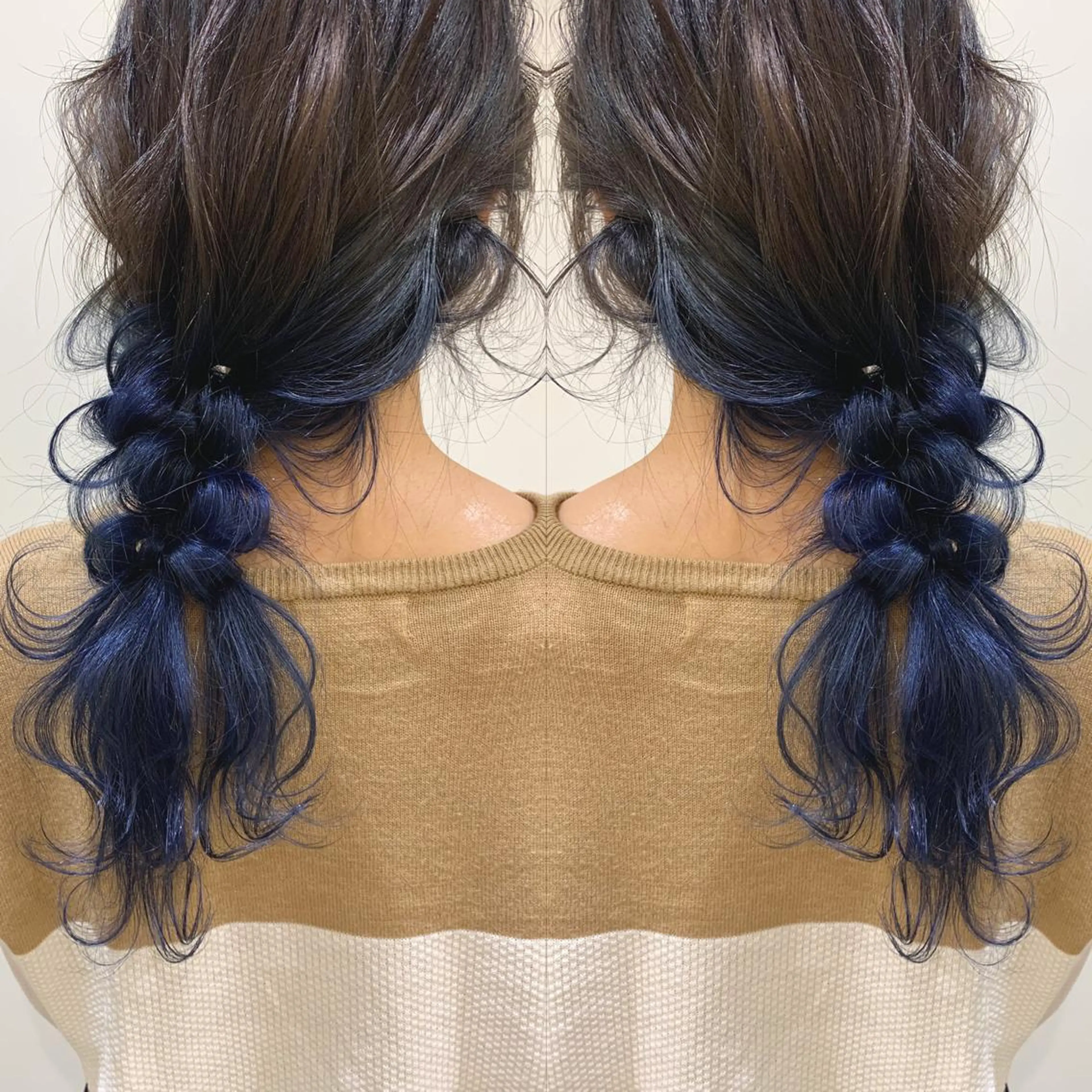 ロング カラー ヘアアレンジ ブルーカラー グラデーションカラー 伊藤 裕貴のヘアスタイル