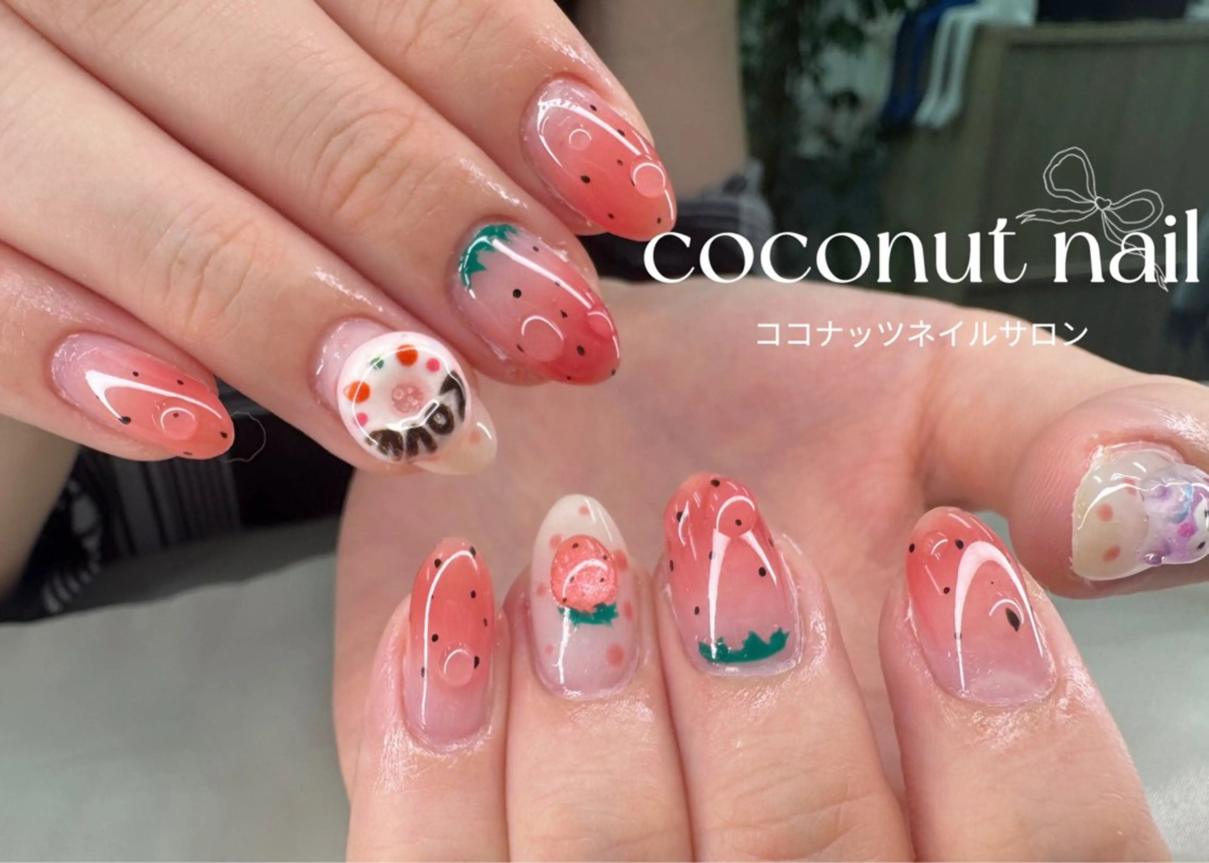 ネイル べっ甲ネイル フレンチネイル キラキラネイル マグネットネイル 大理石ネイル(マーブル) ハンドネイル 神田 ココナッツのネイルデザイン
