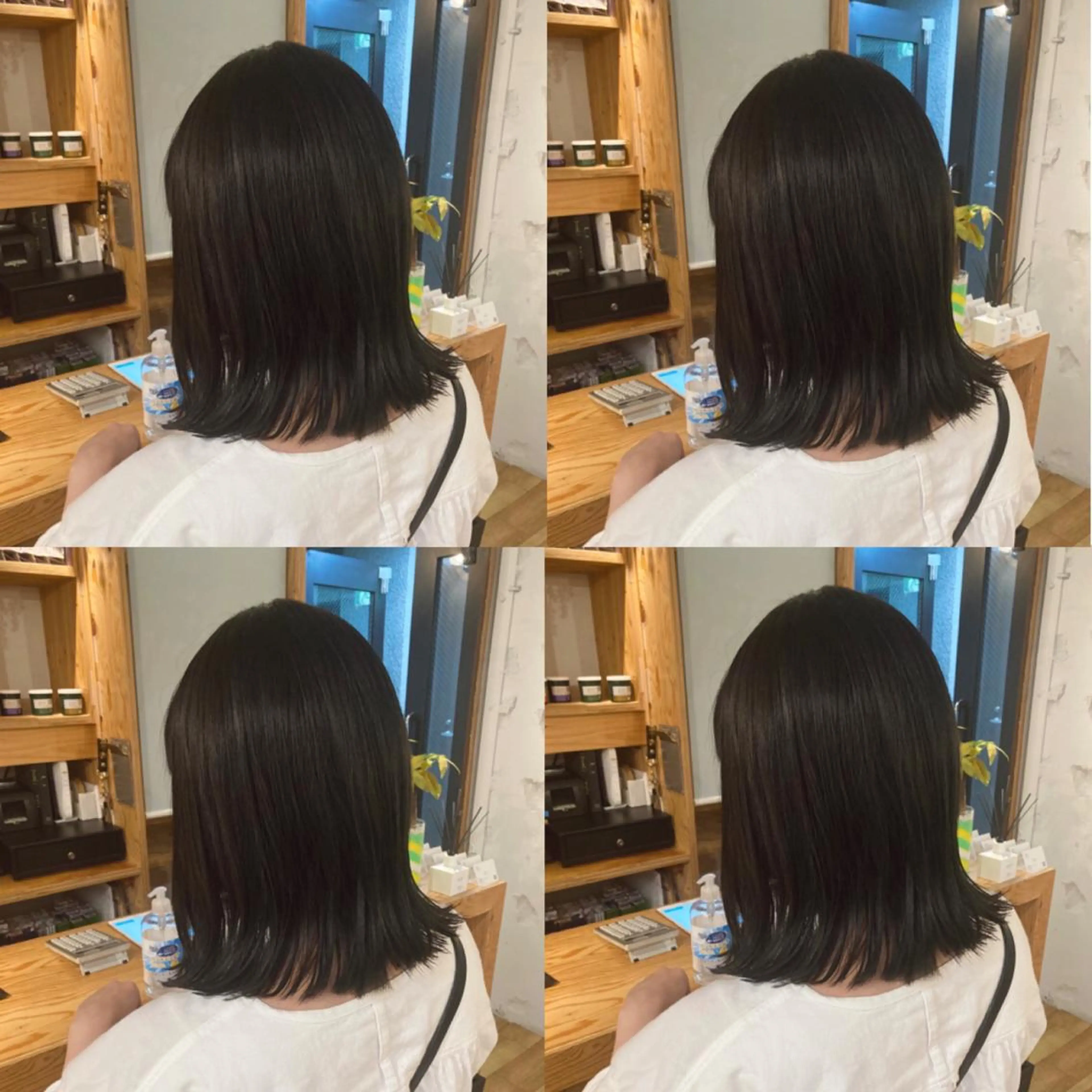 ミディアム カラー 黒髪 グレーブラック Miku❇️ フェイスレイヤーのヘアスタイル