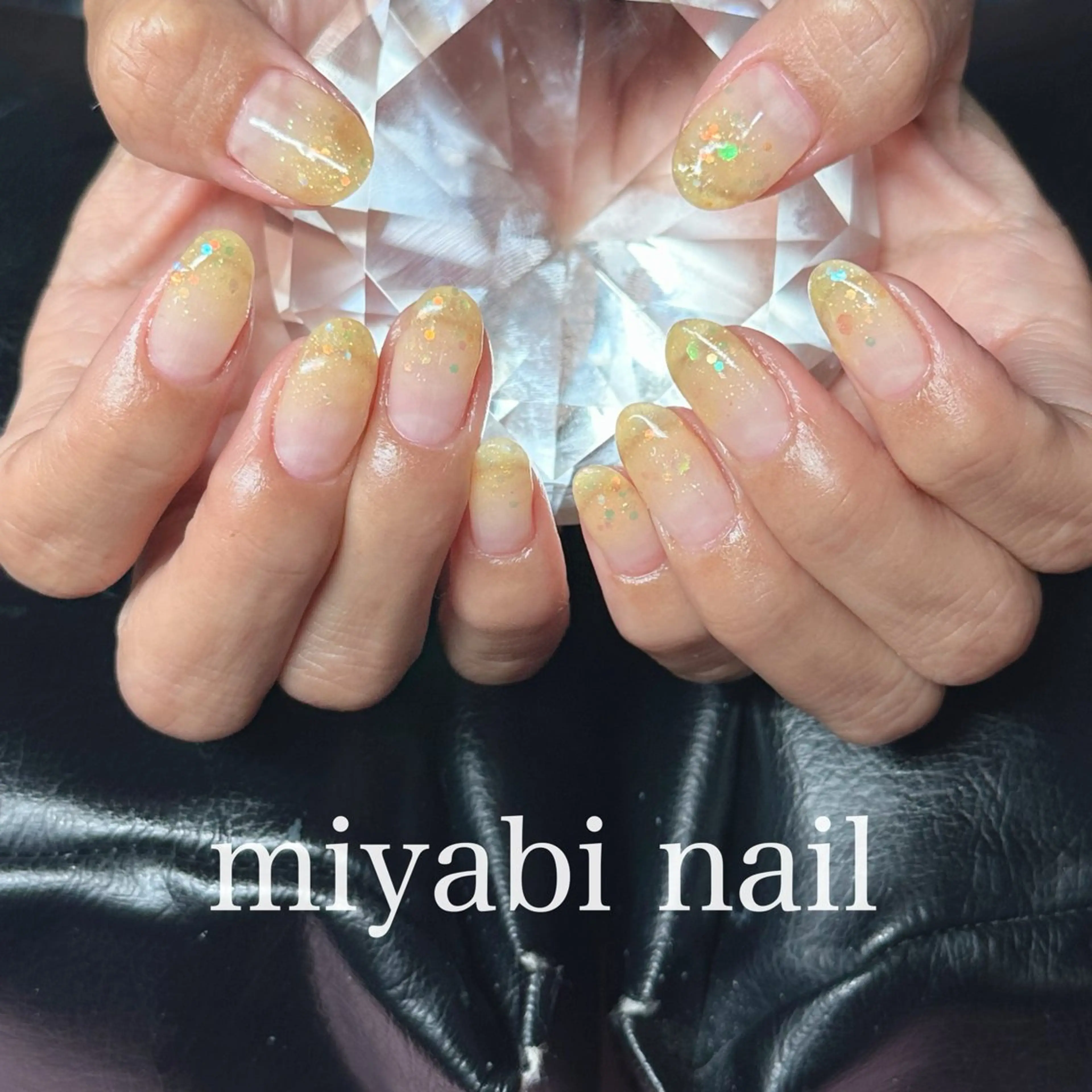 ネイル ジェルネイル グラデーション キラキラネイル ラメ(グリッター) ラメグラデーション ハンドネイル miyabi nail 桂川駅近くのネイルデザイン