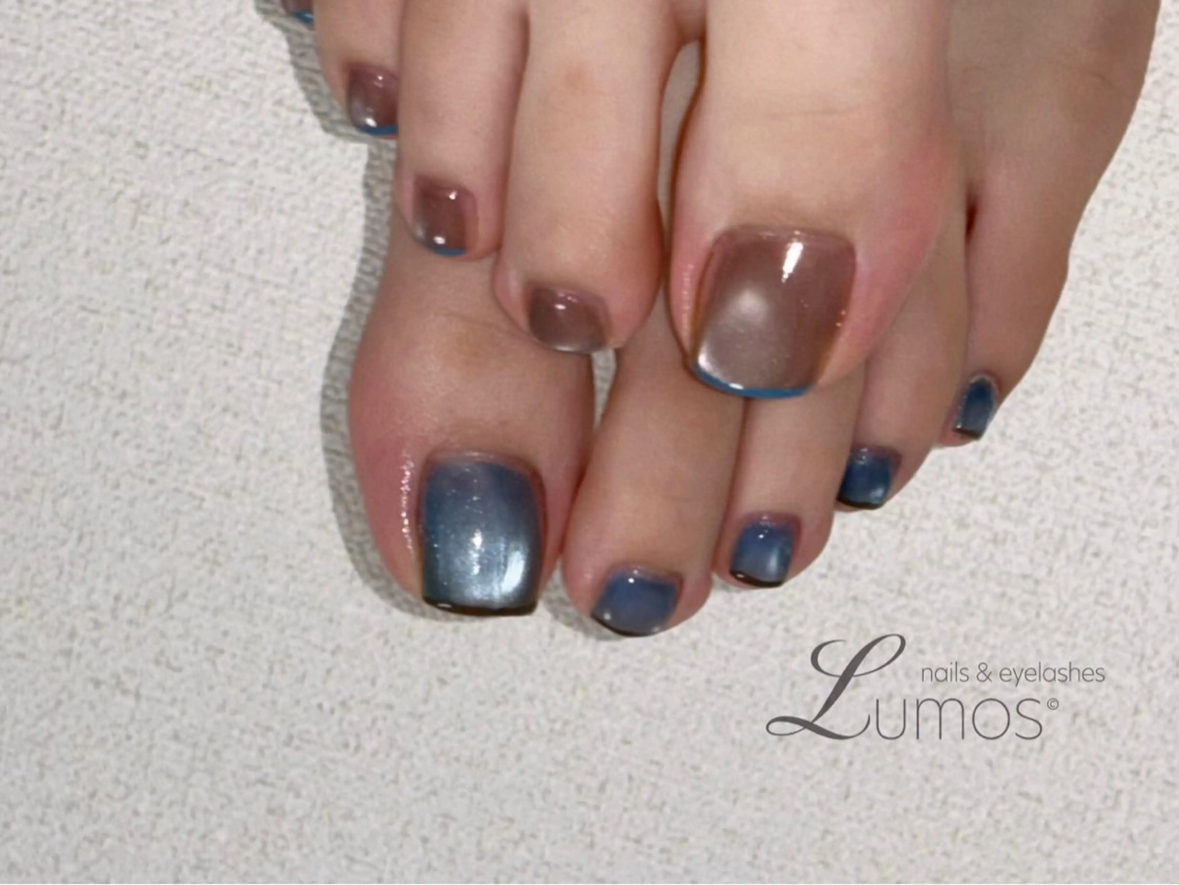 ネイル ブルー ブラウン Lumos  nails&eyelashes 桜川所属・Lumos Rikaのネイルデザイン