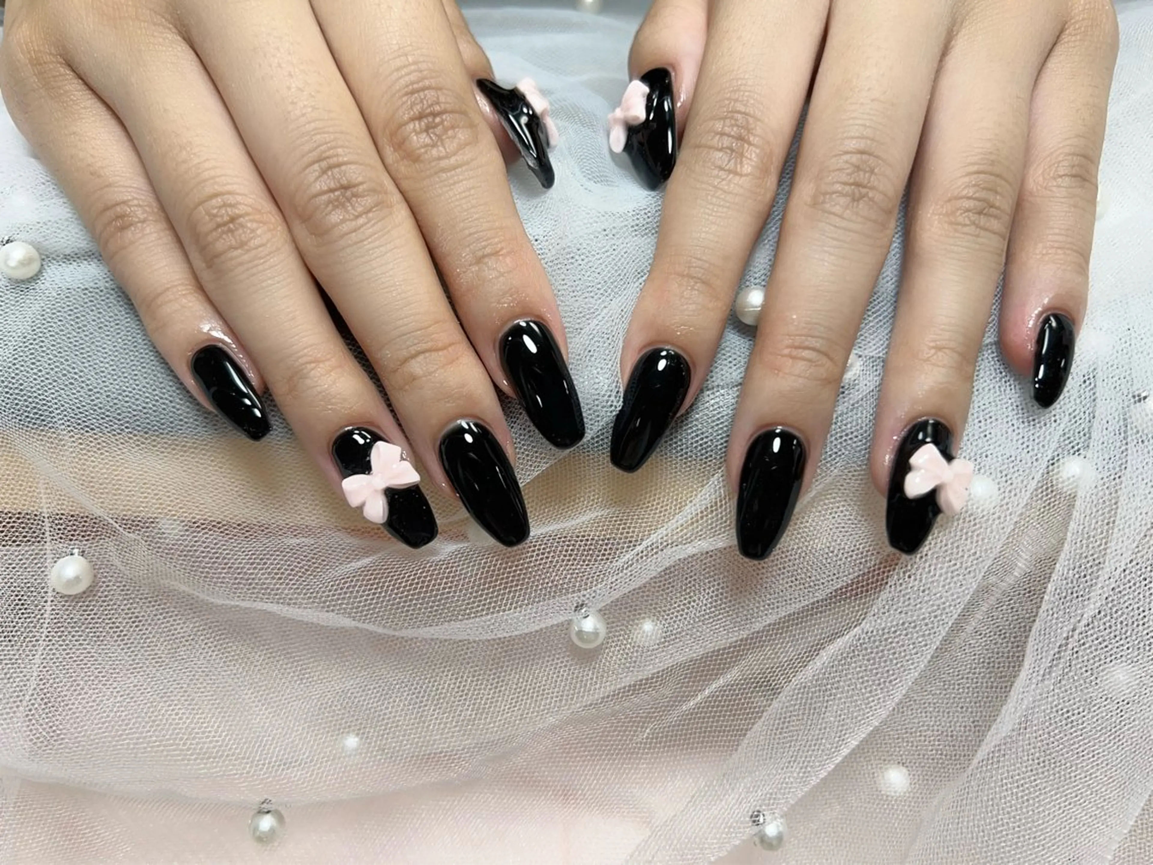 カラー 黒髪 ピンクカラー ハンドネイル Nail NaNaのネイルデザイン