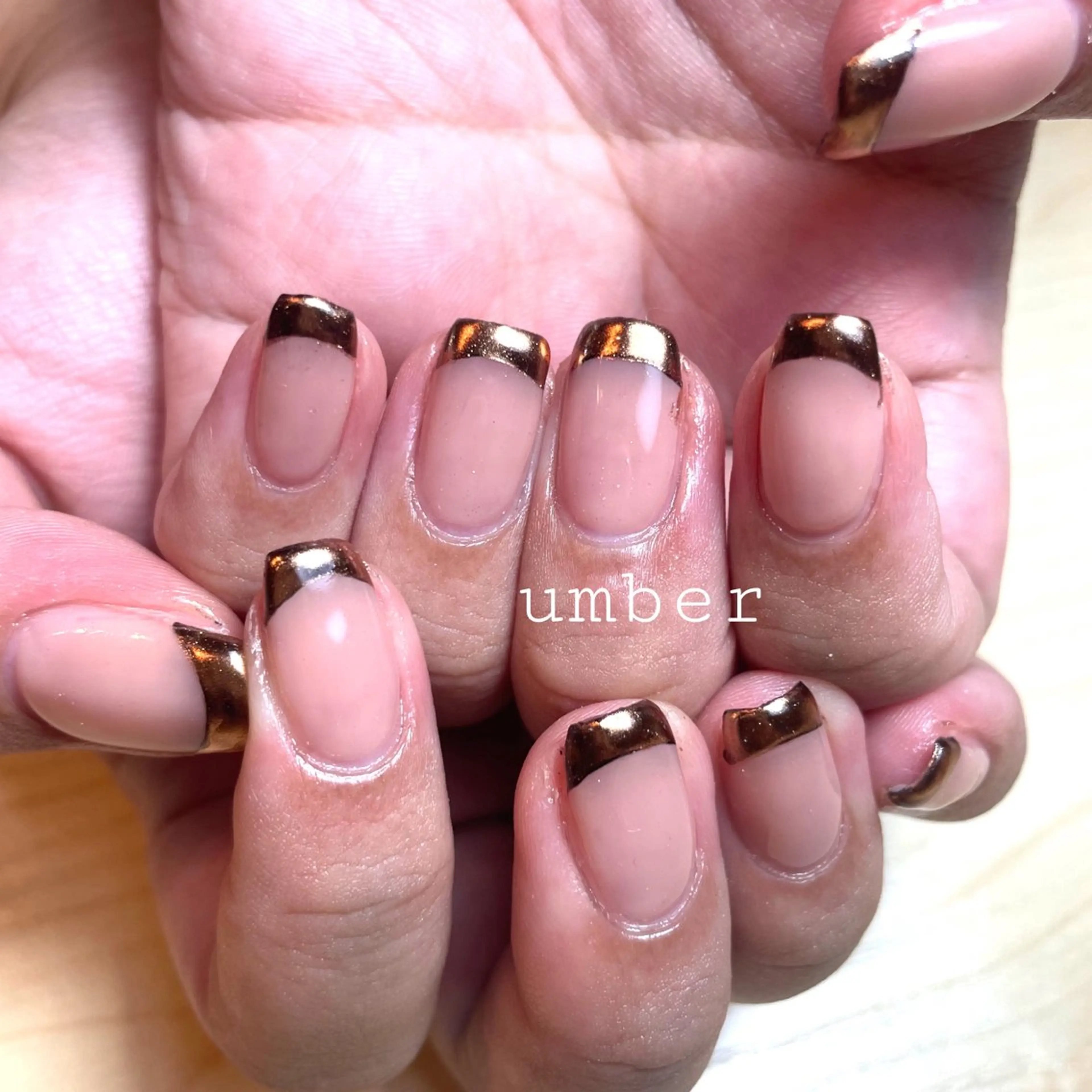 ネイル ブラウン フレンチネイル ハンドネイル umber 三茶1分のネイルデザイン