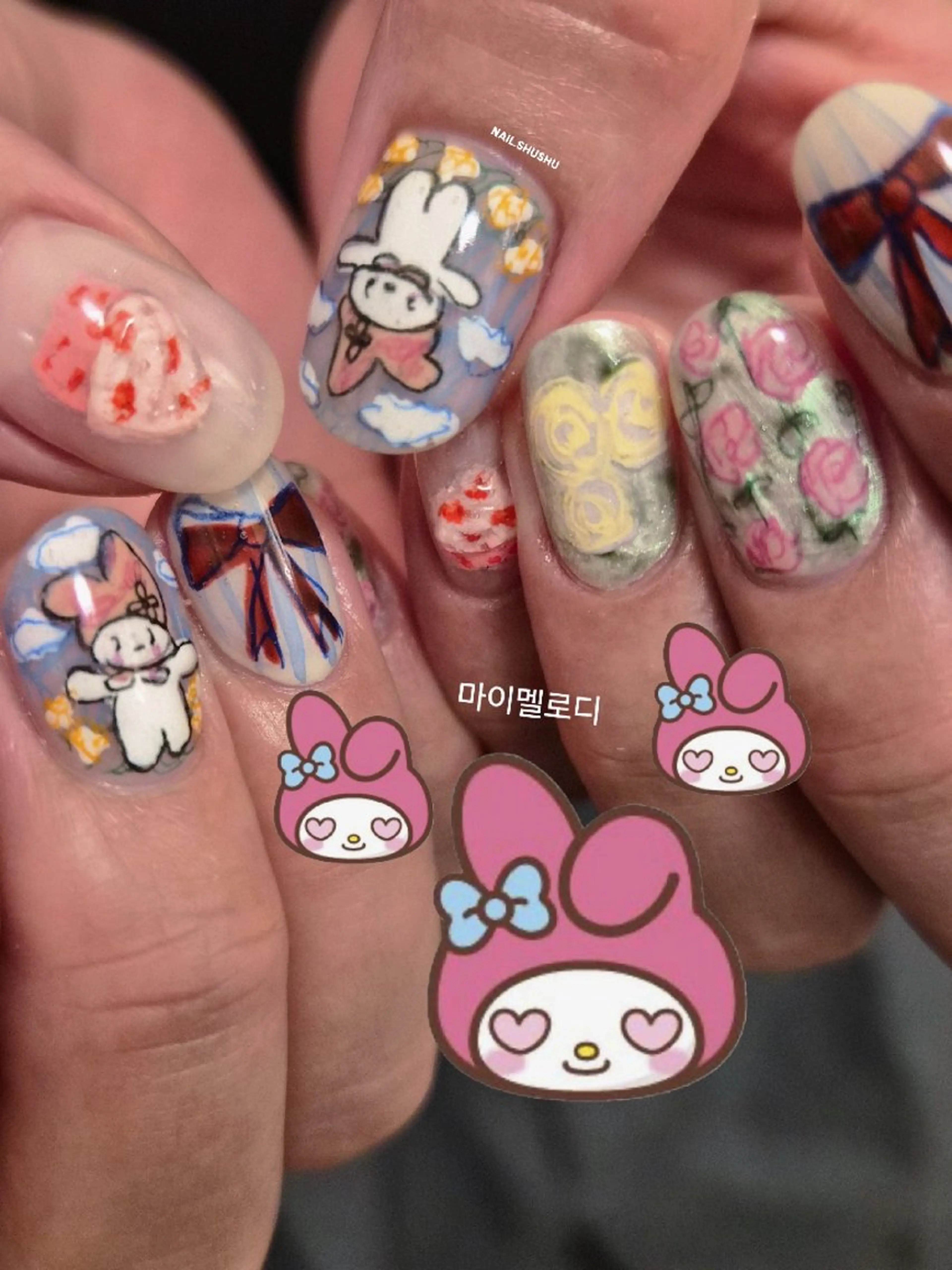 ネイル ハンドネイル 3dパーツ/流行り 👧shushu❤️のネイルデザイン