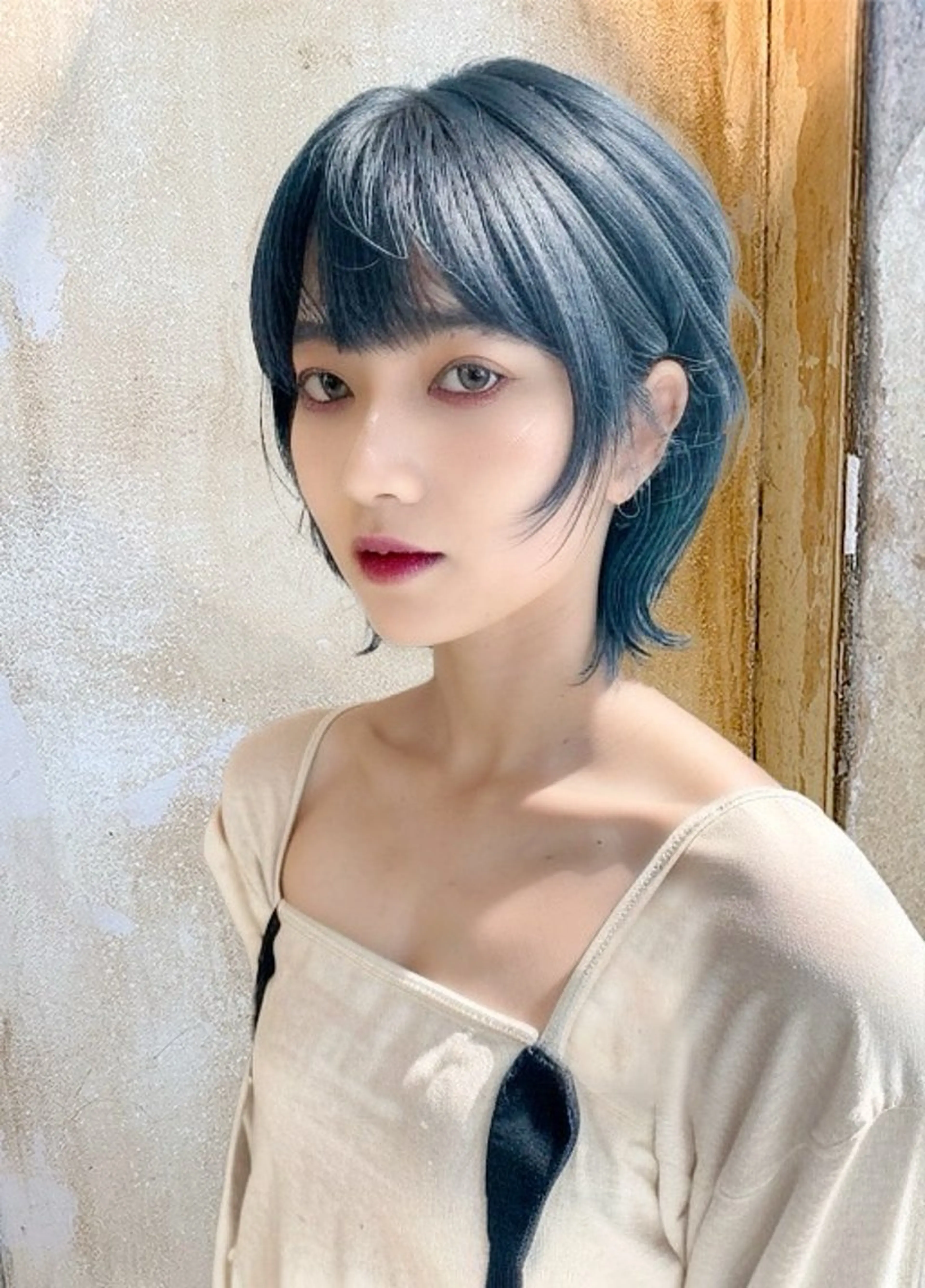 ミディアム カラー ブルーカラー 縮毛矯正専門店店長 佐々木動画モデル募集のヘアスタイル