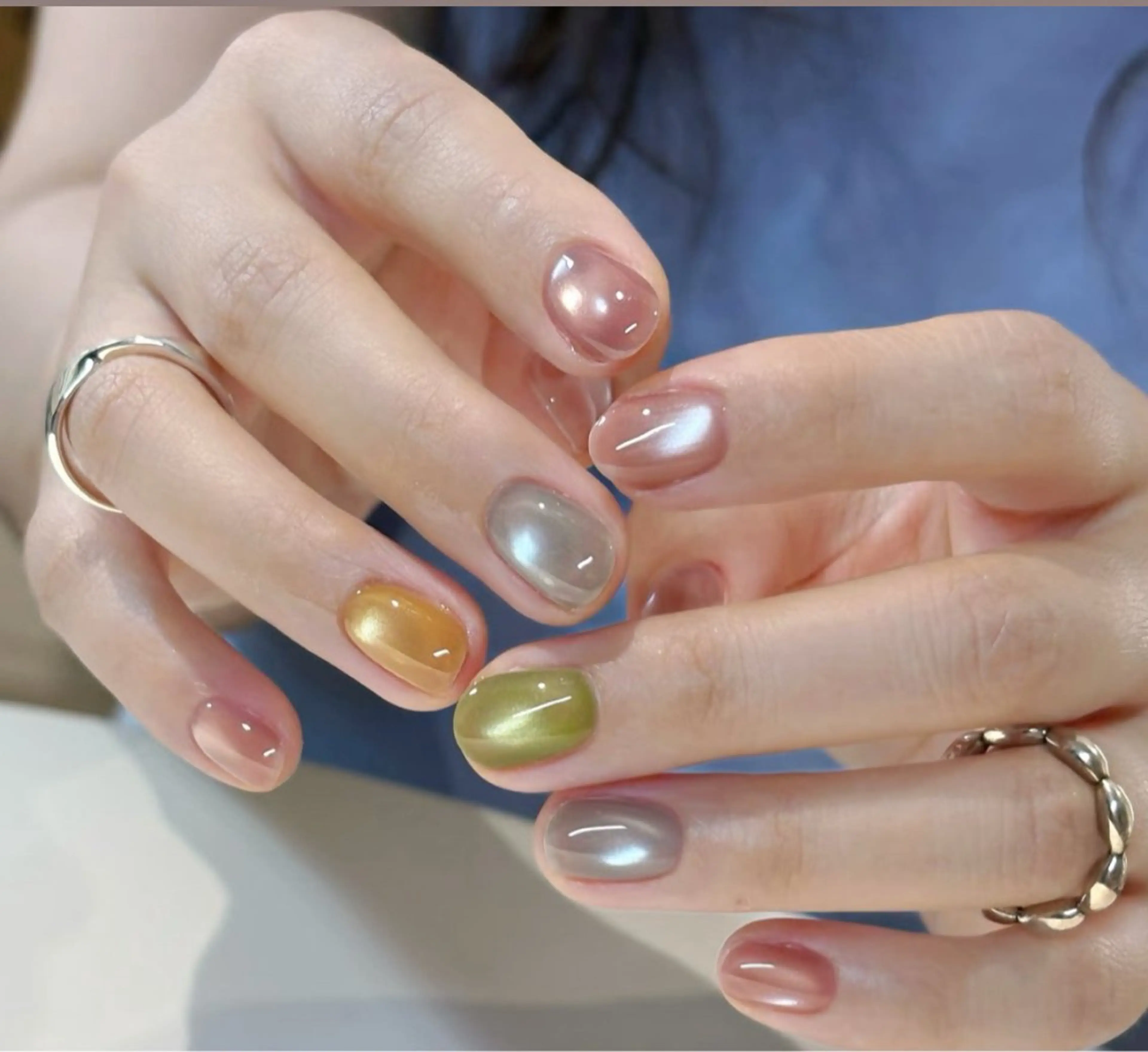 ネイル アートネイル オーロラネイル チークネイル フレンチネイル ガラスフレンチ 🎀🎀YooLi Nail Salonのネイルデザイン