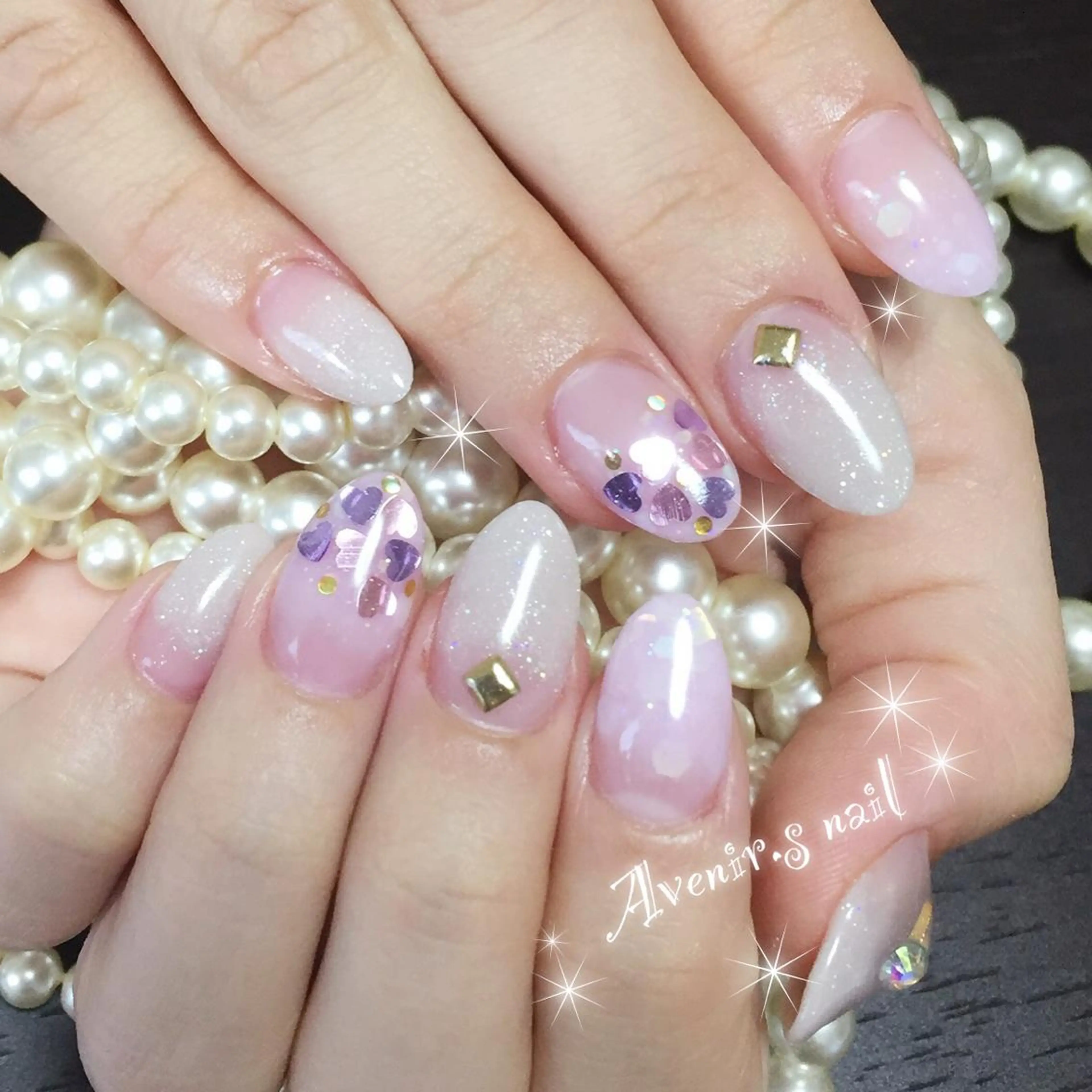 ネイル ハート スカルプネイル Home Salon Avenir.のネイルデザイン