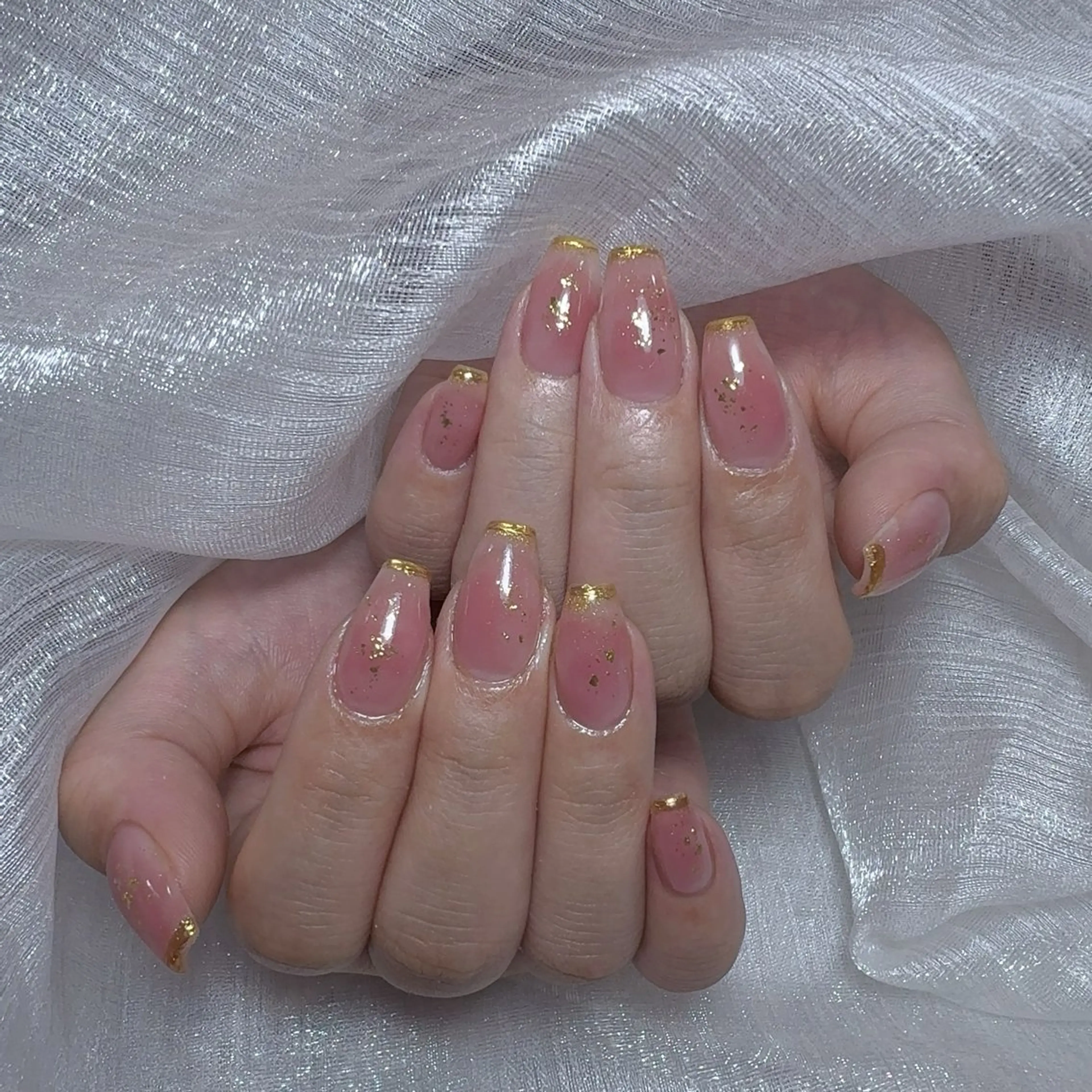 ネイル アートネイル フラッシュネイル フレンチネイル ジェルネイル ガラスフレンチ You&Me Yukiのネイルデザイン