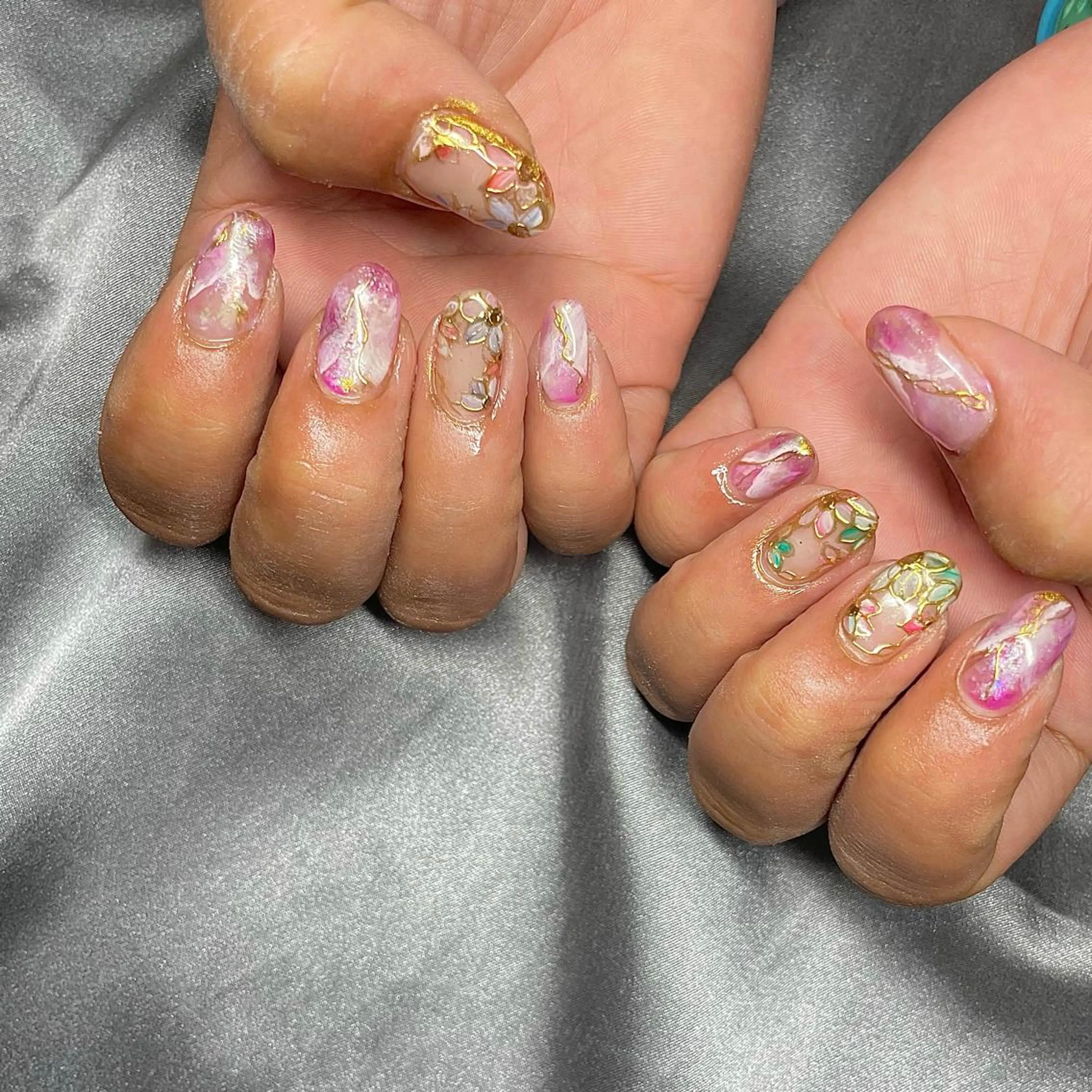 ミディアム カラー パーマ ヘアアレンジ メンズ キッズ ネイル マツエク・マツパ アイブロウ フラワーネイル ストーンネイル nail&eye Aoのマツエク・マツパデザイン