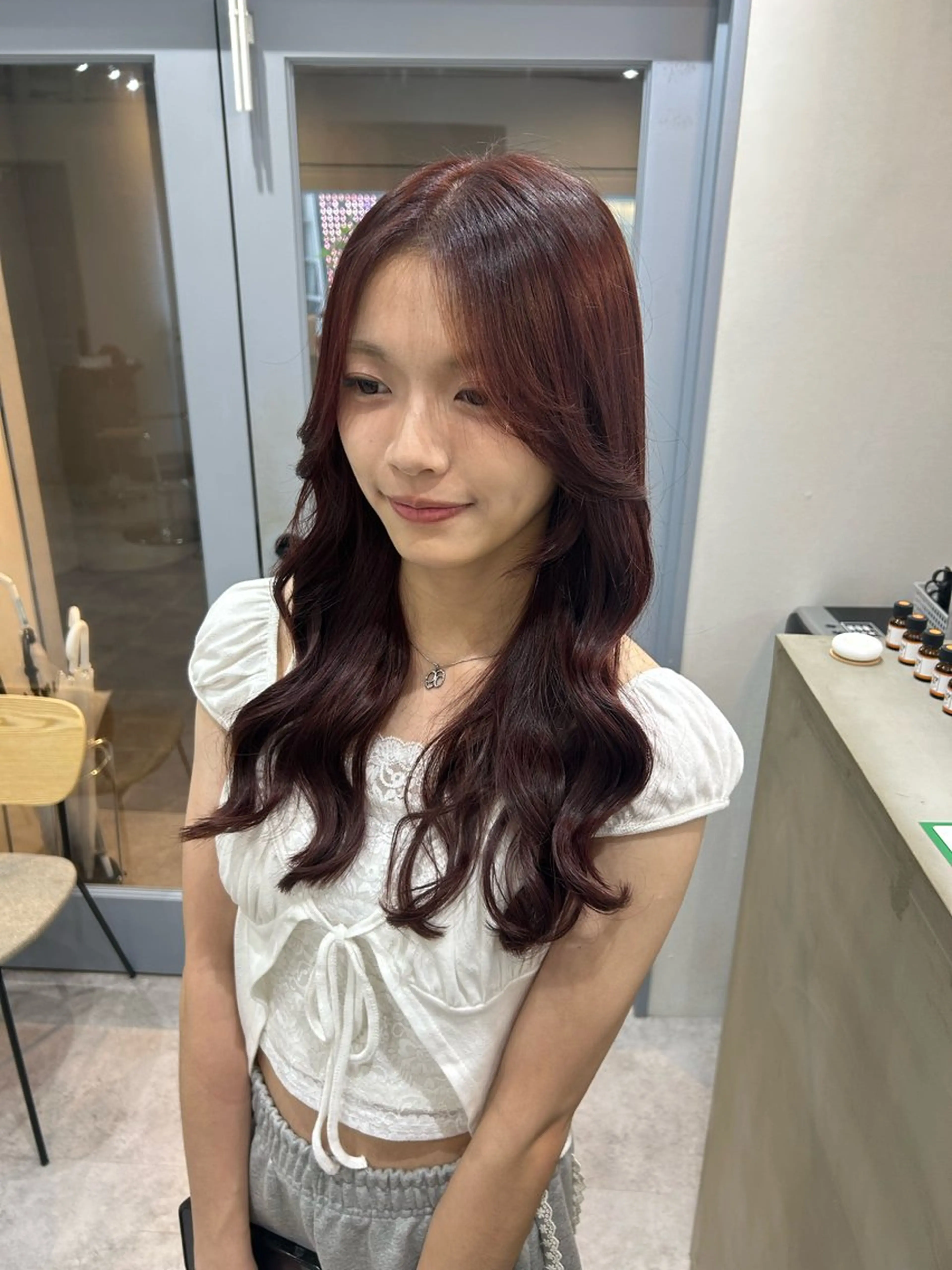 セミロング カラー ヘアアレンジ カシス ピンクカラー ヘアカラー ボブ /ニュアンス/ satomi🧸💖のヘアスタイル