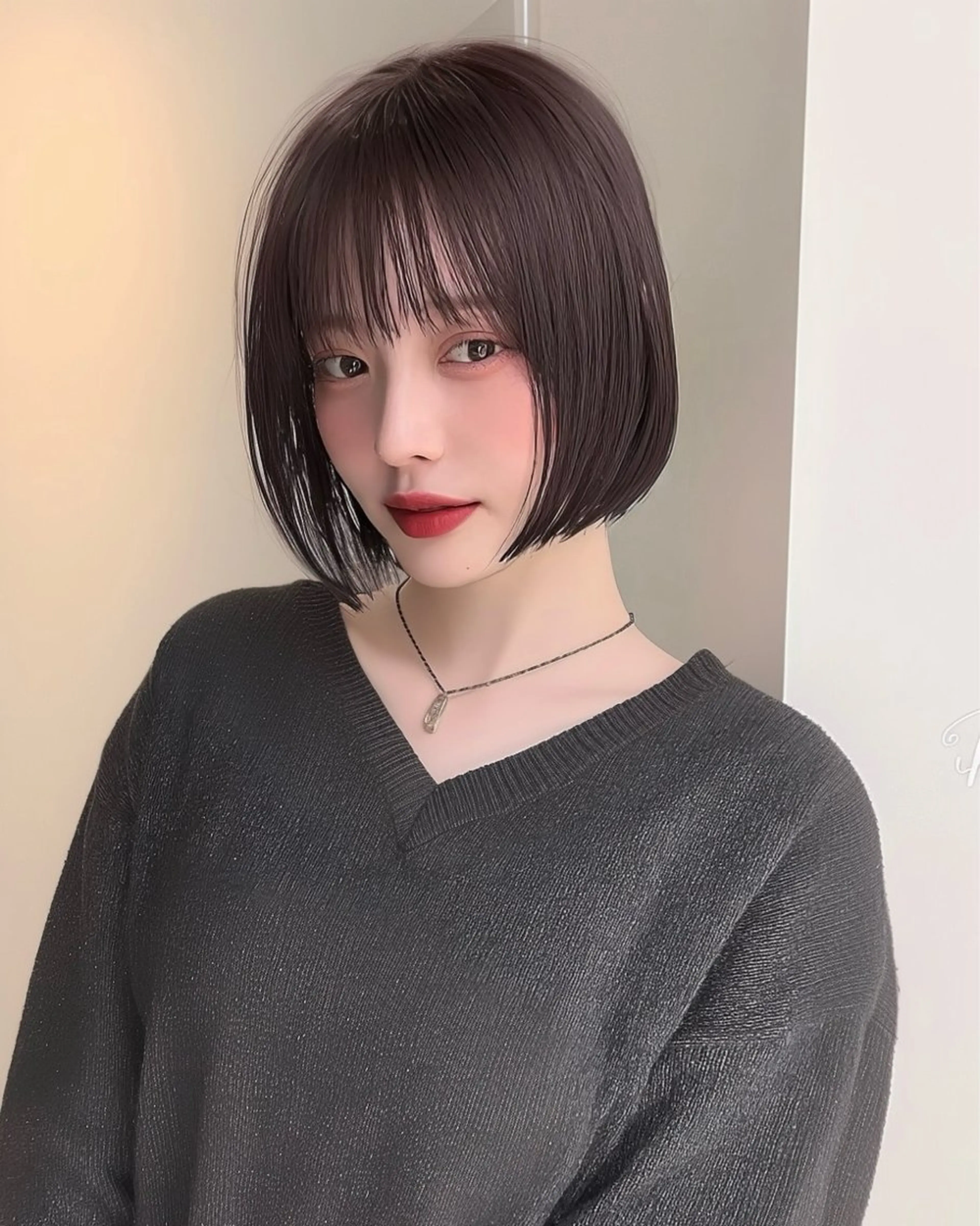 ショート カット ヘアカラー トリートメント ボブ/透明感ベージュ 🫧クルミ🌟のヘアスタイル