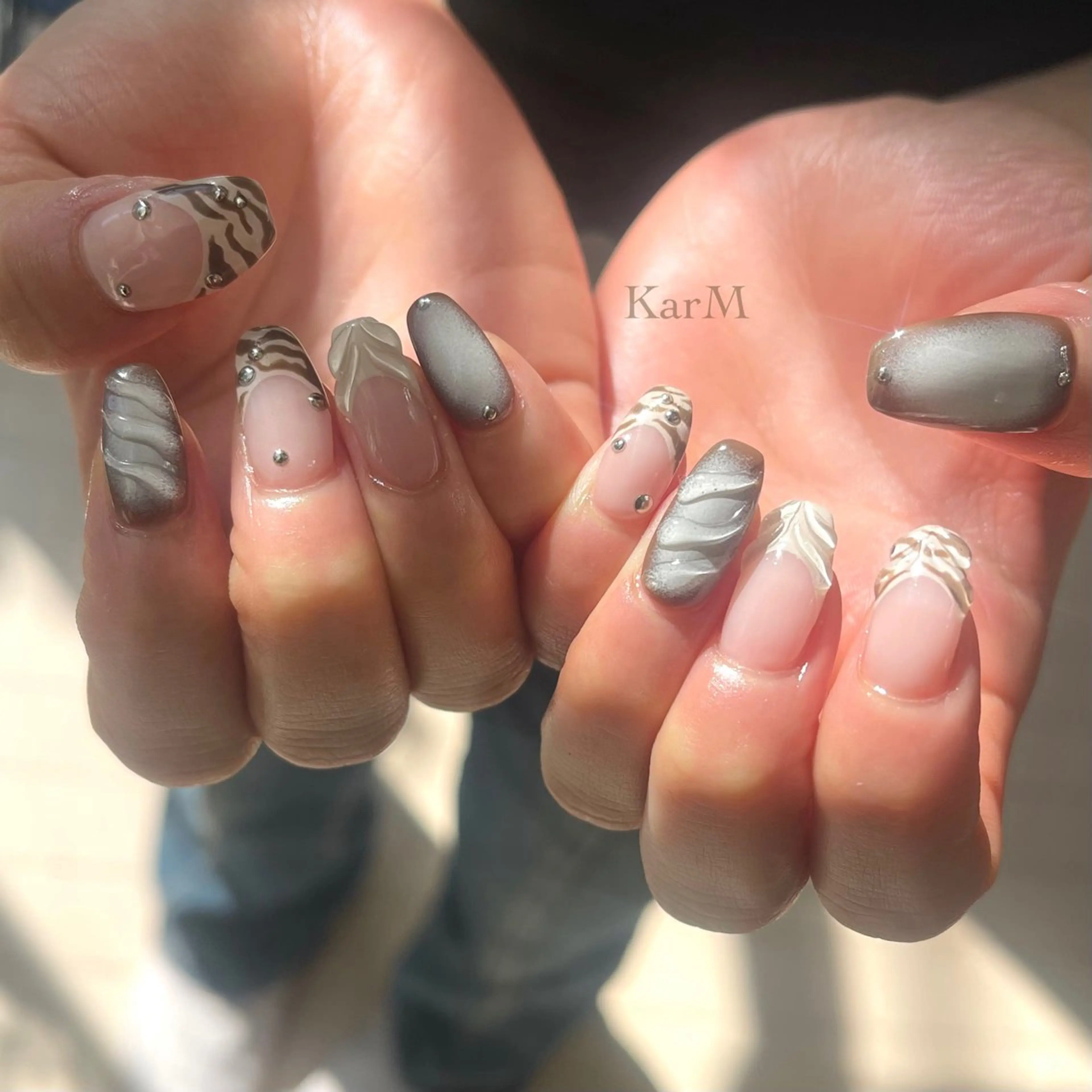 ネイル オーロラネイル チークネイル フラッシュネイル フレンチネイル グラデーション ハンドネイル ogino karinのネイルデザイン