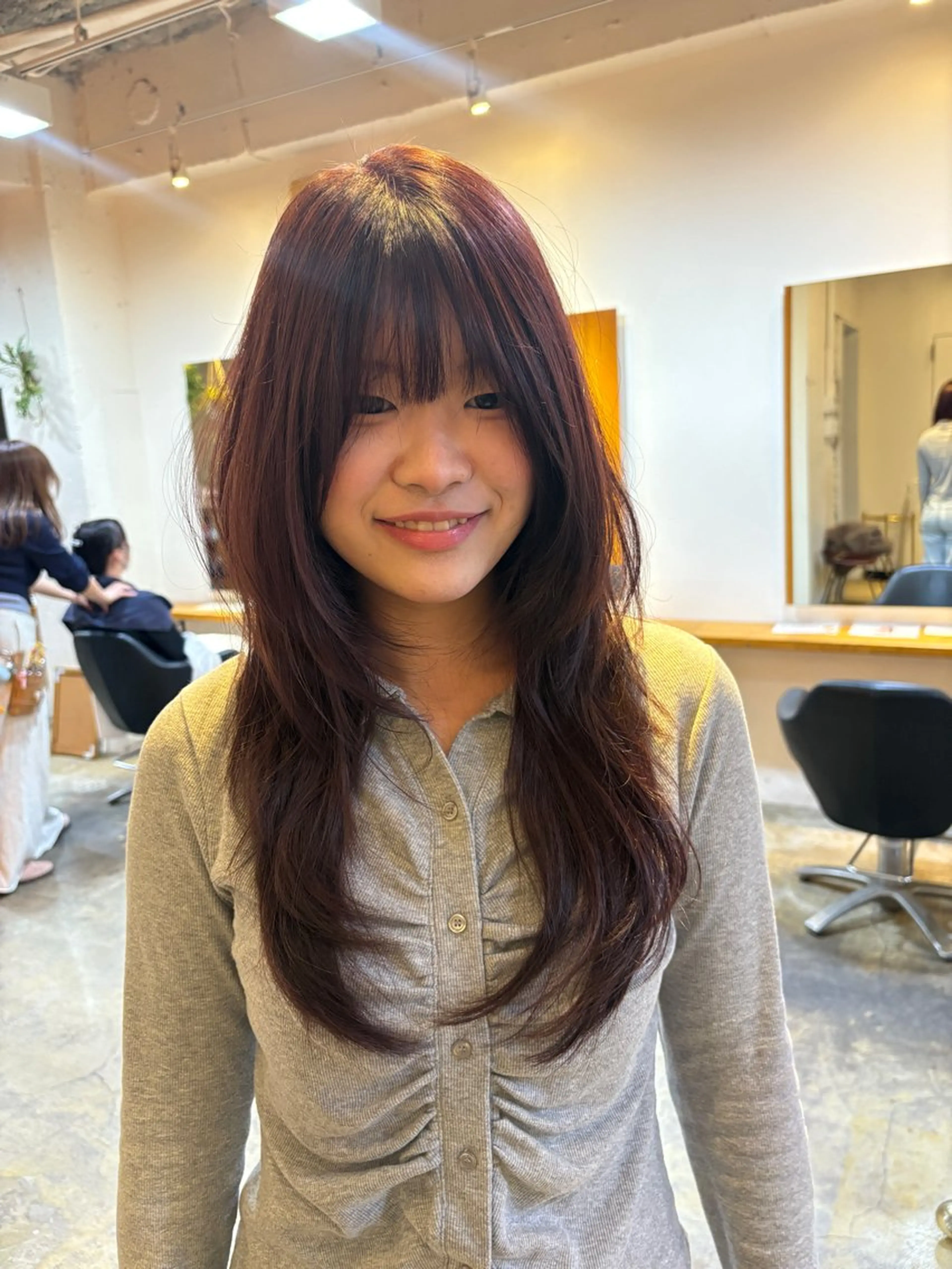 ミディアム カラー カット ヘアカラー トリートメント RIN／韓国ヘア レイヤー／メンズのヘアスタイル