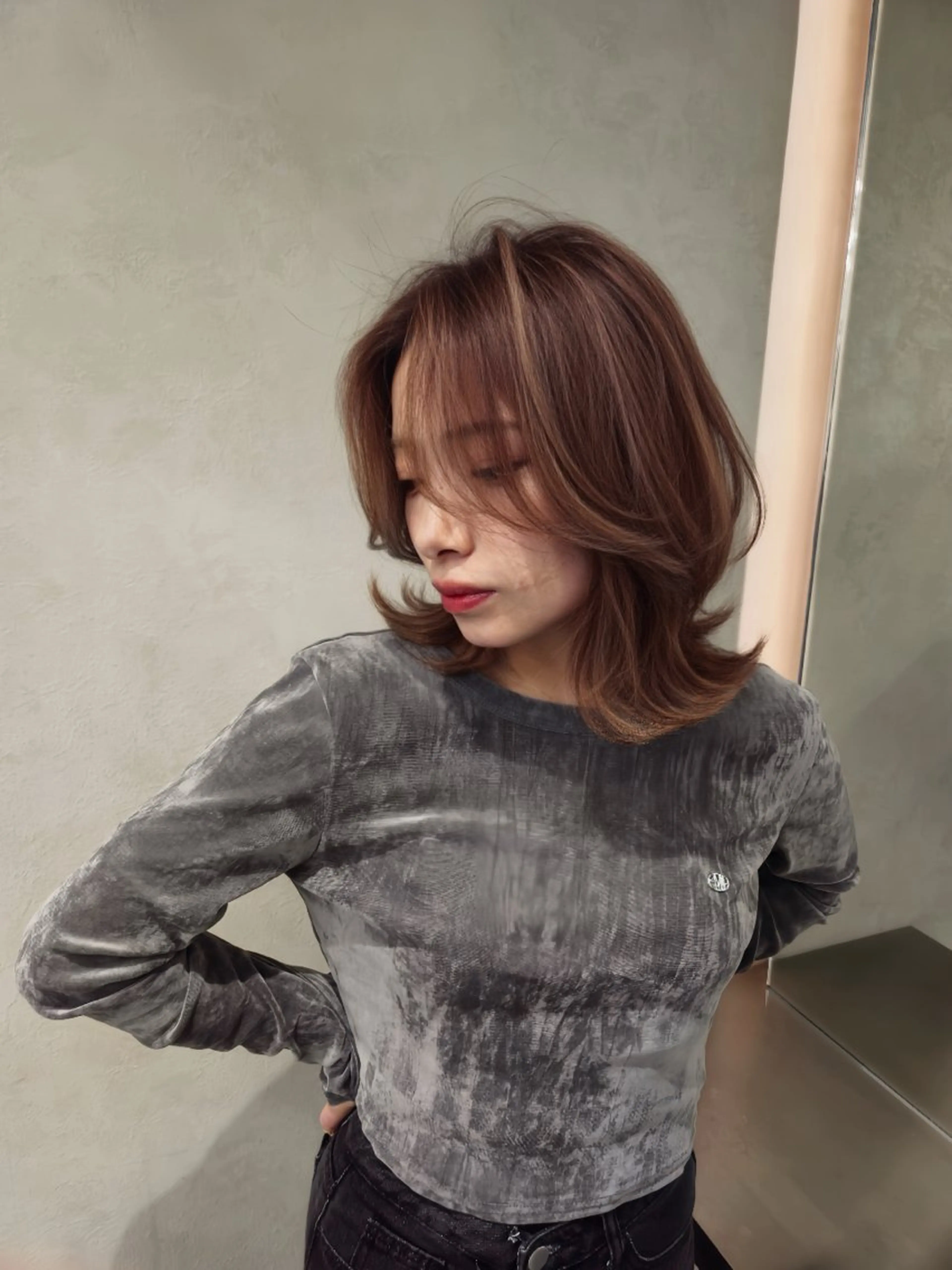 ミディアム カラー ハイライトカラー ハイライト カット ✨レイヤー/韓国 /✨ヘア山下　遥のヘアスタイル