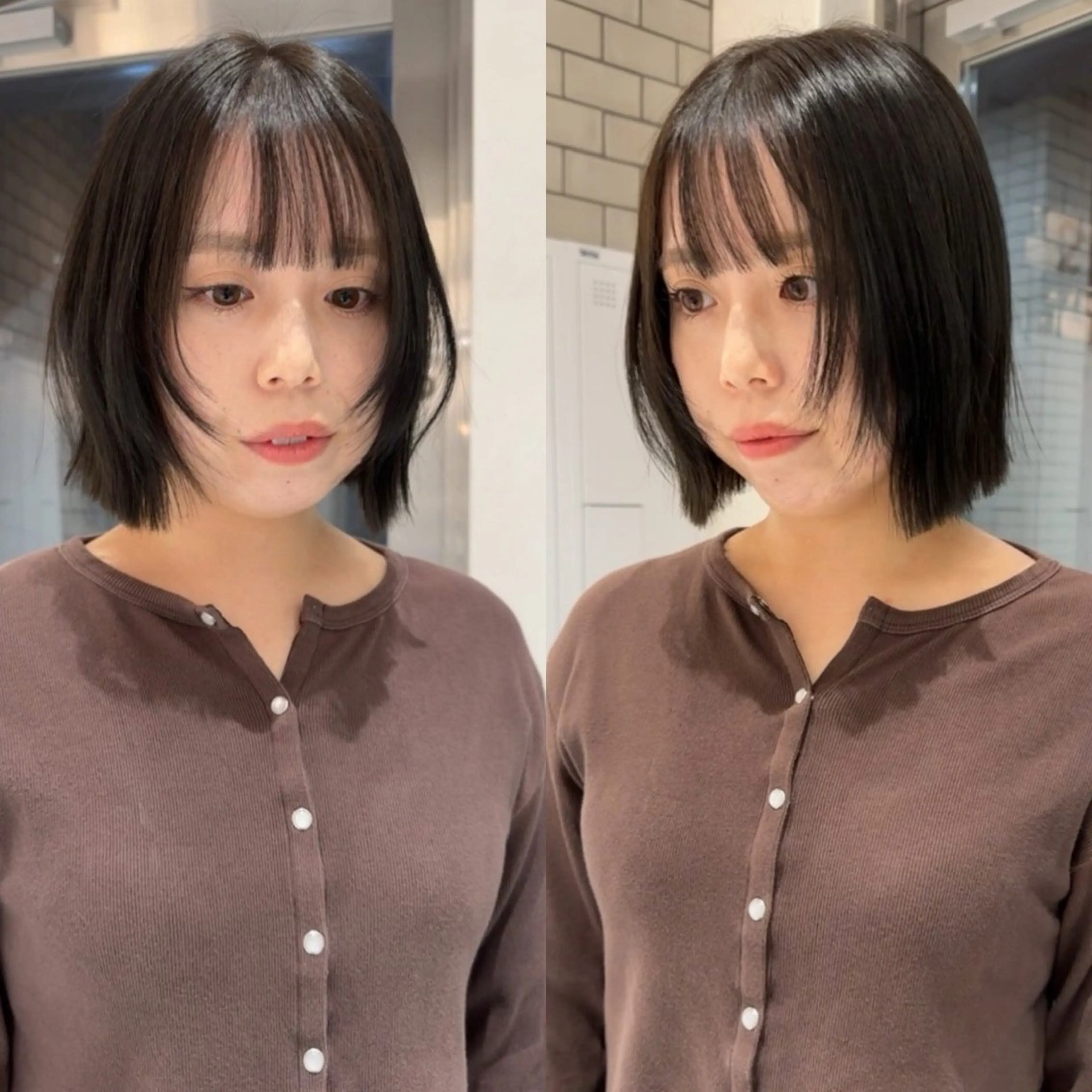 ミディアム ボブレイヤー ボブ 顔まわりレイヤー 顔周りカット レイヤーカット ヘアカラー トリートメント ୨୧柔らかいカラー nozomi ୨୧のヘアスタイル